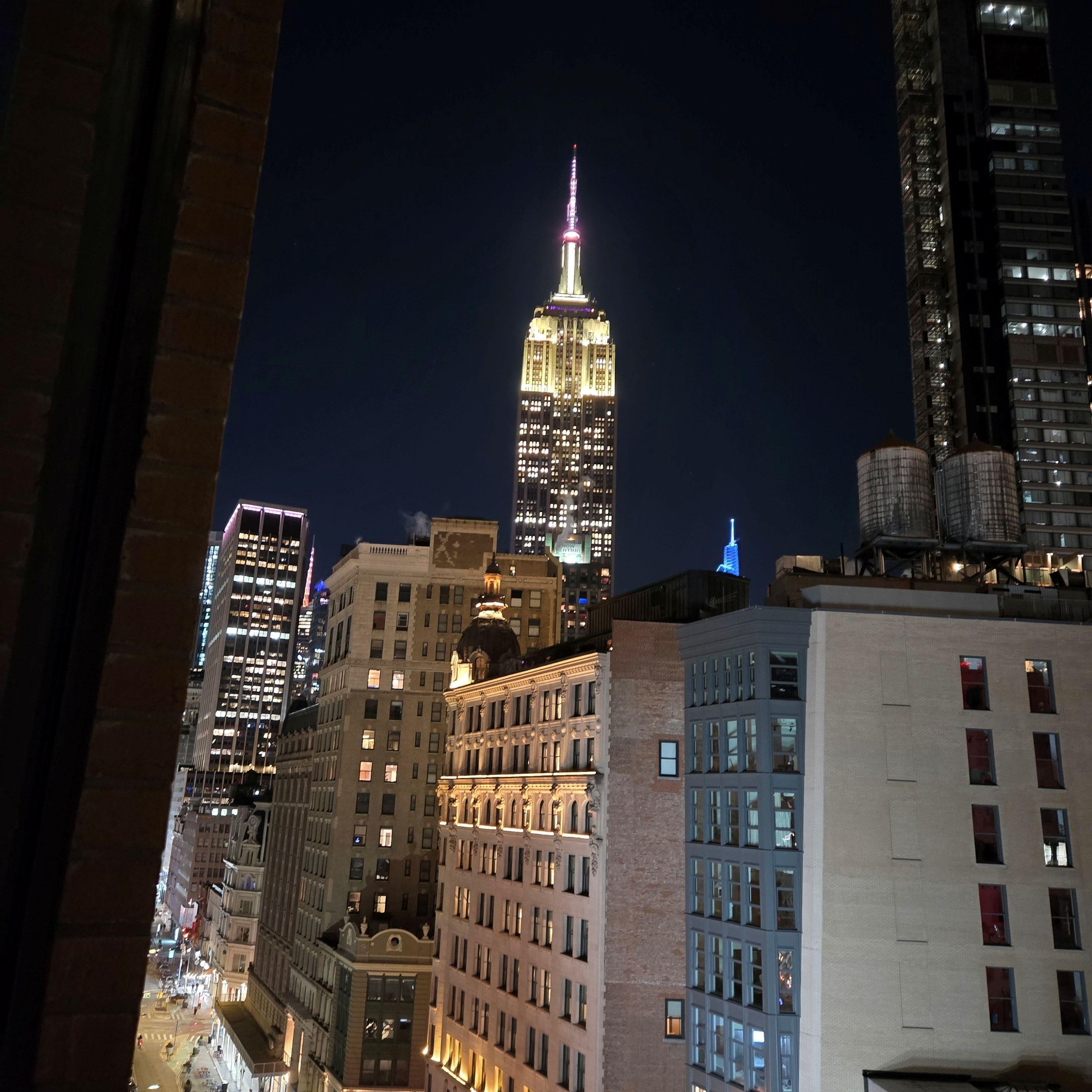 Empire State Building from our room/night