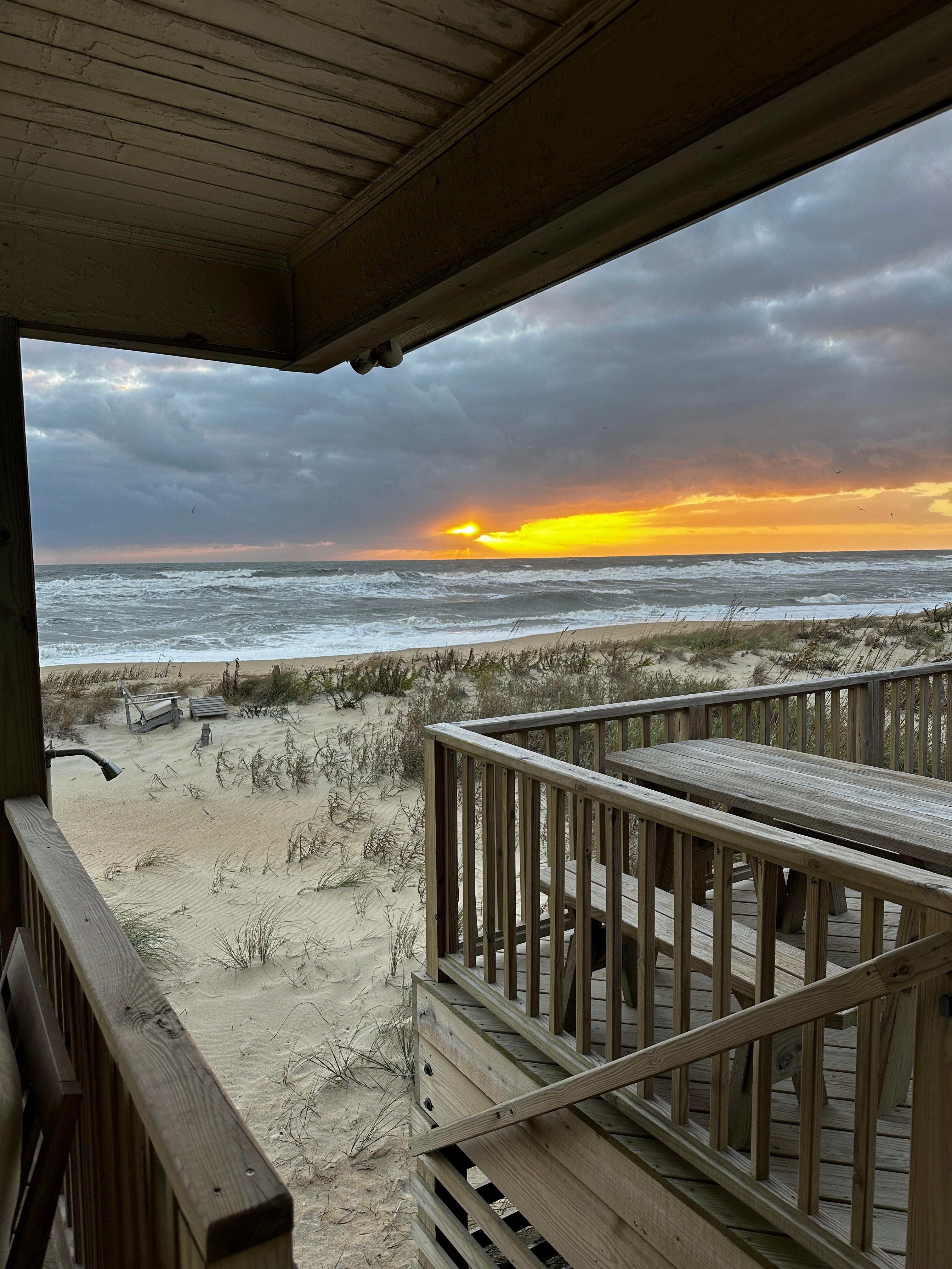 Sunrise right on the ocean 