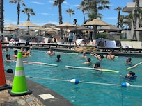 Pool volleyball.