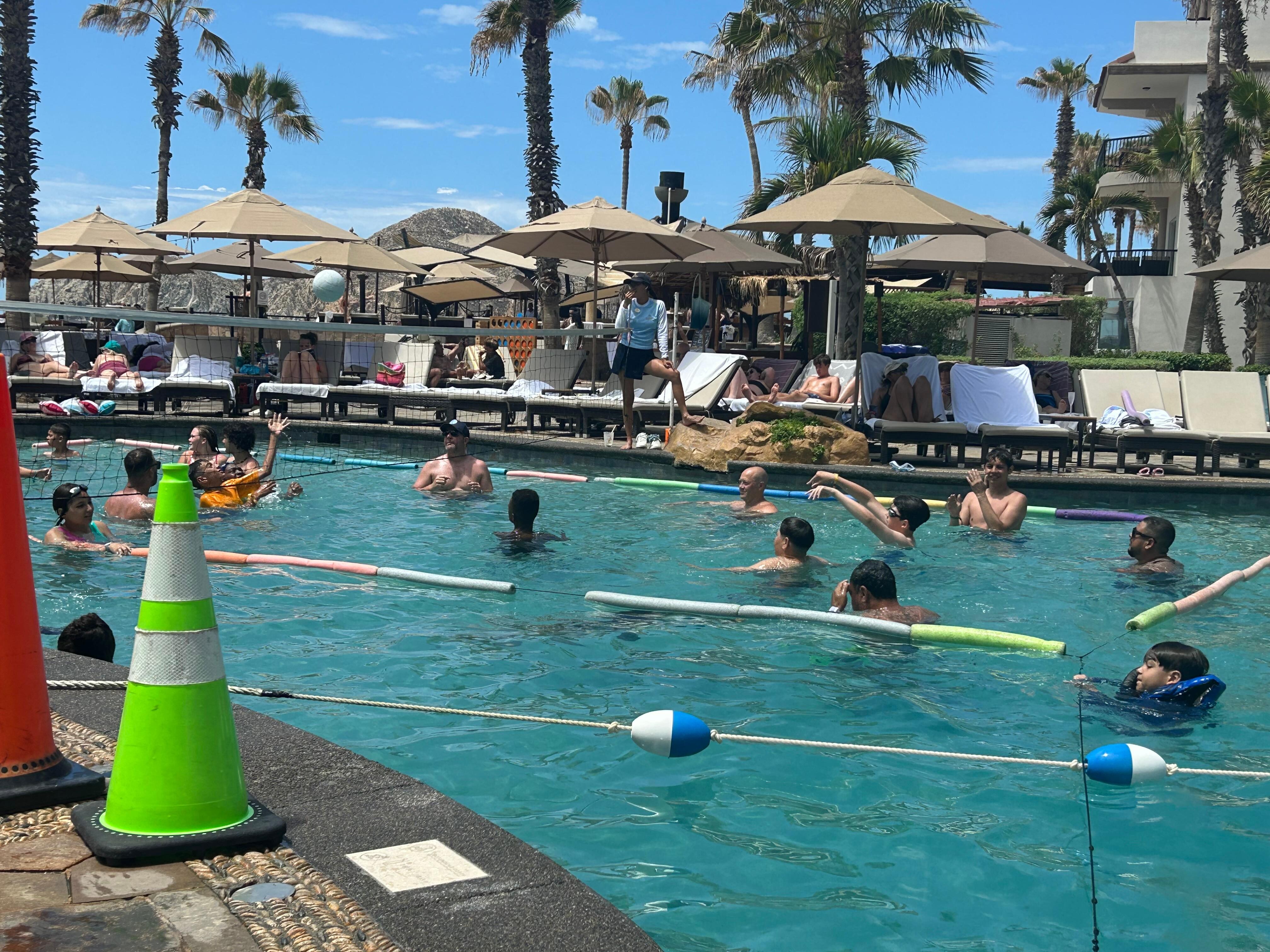 Pool volleyball.