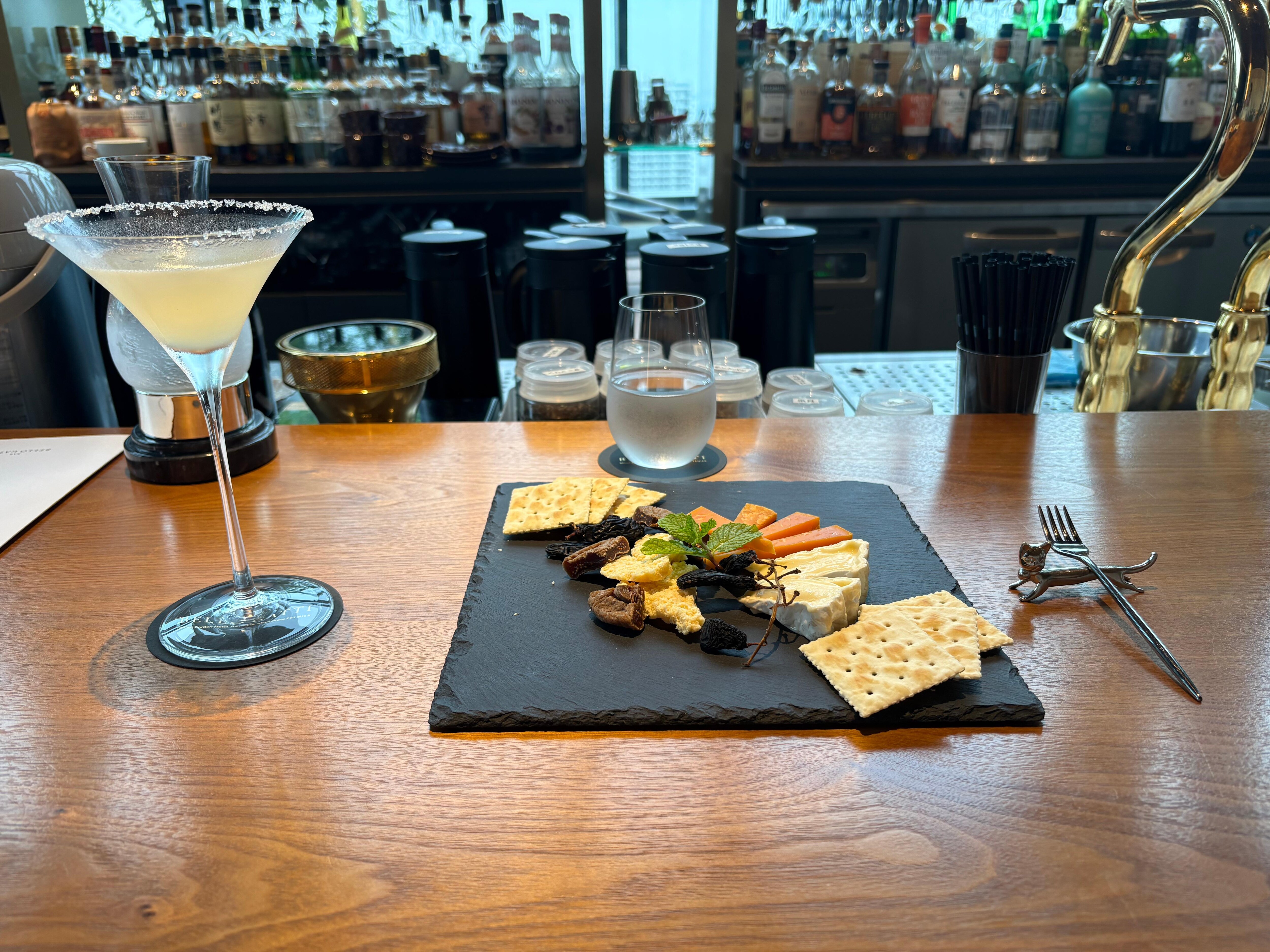 Great selection of drinks and snacks at the bar. 