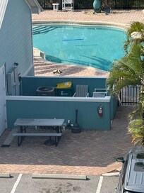 Pool area from floor 3 with area I had to climb over real using chairs.