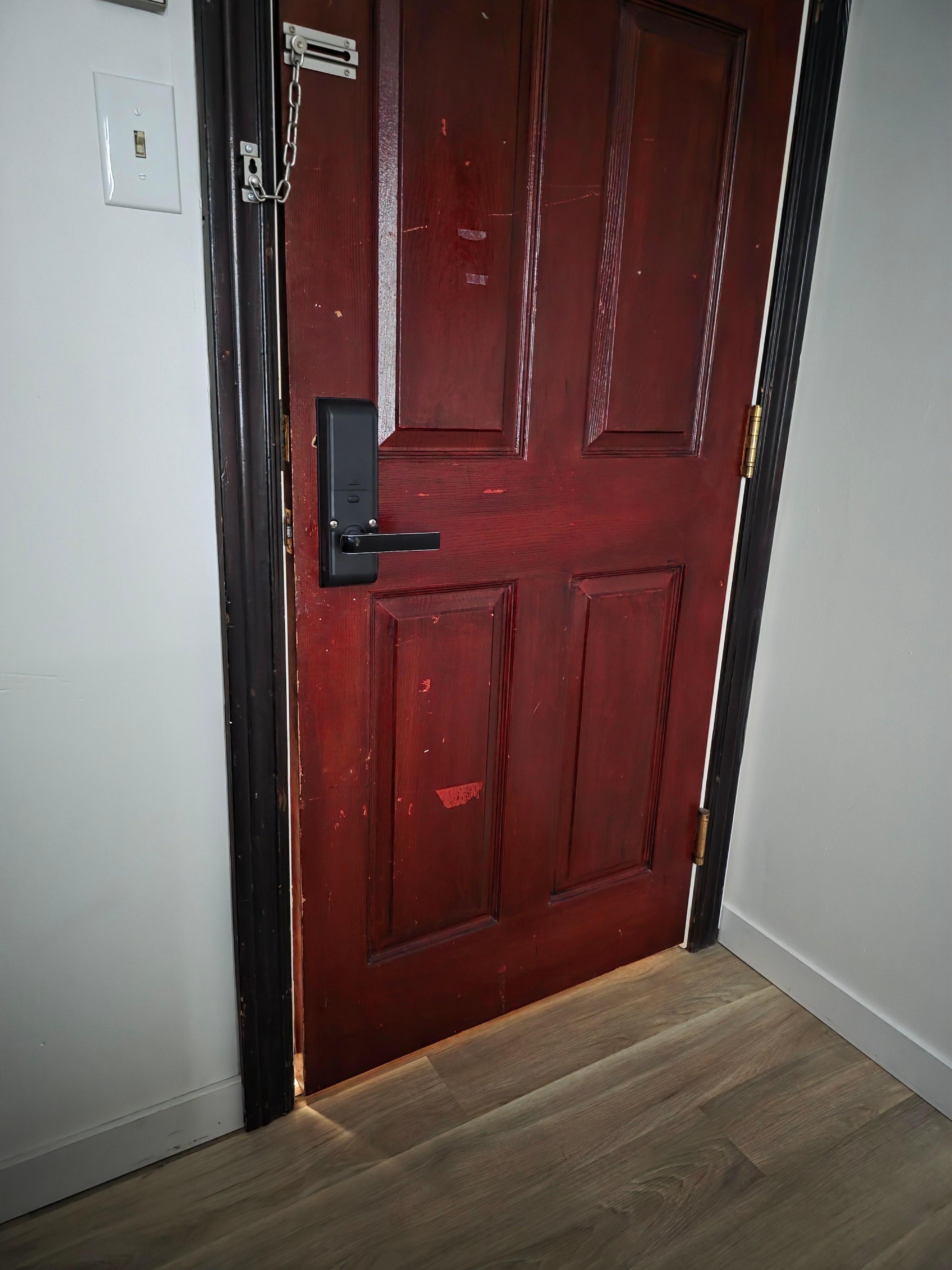 Door had gaps on top and bottom. Sound came through as if everyone was in your room