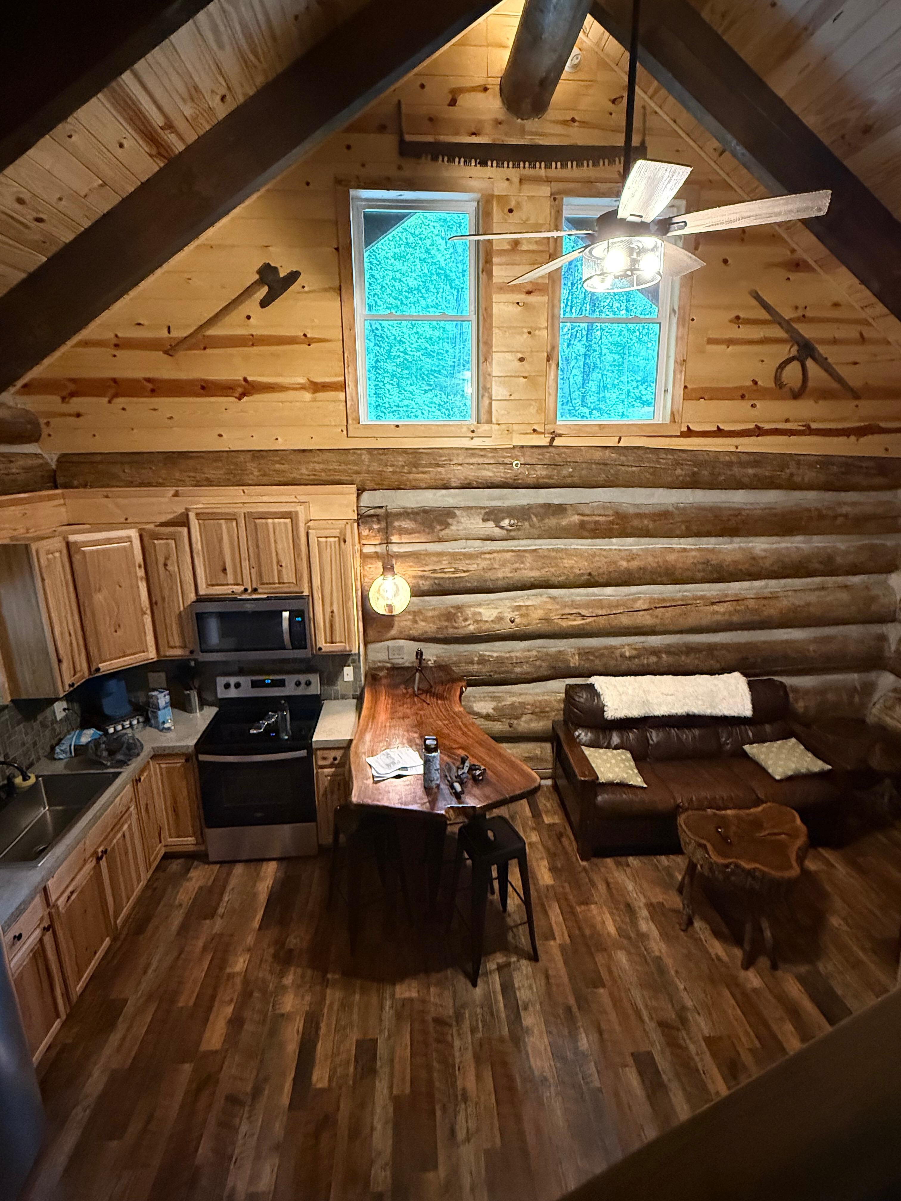 View of the downstairs from steps 