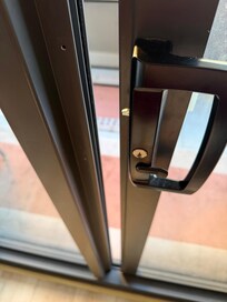 Patio door locking mechanism has been removed