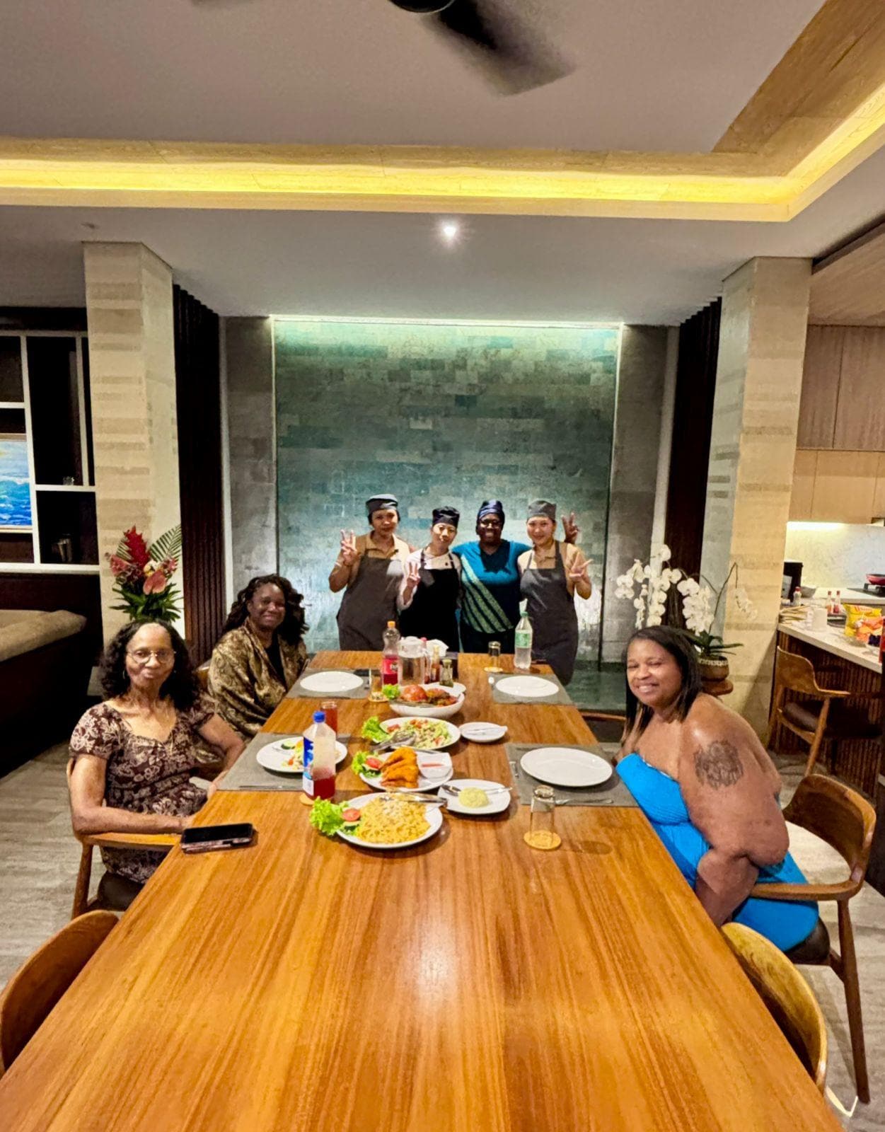 Dinner prepared by the Chef. 