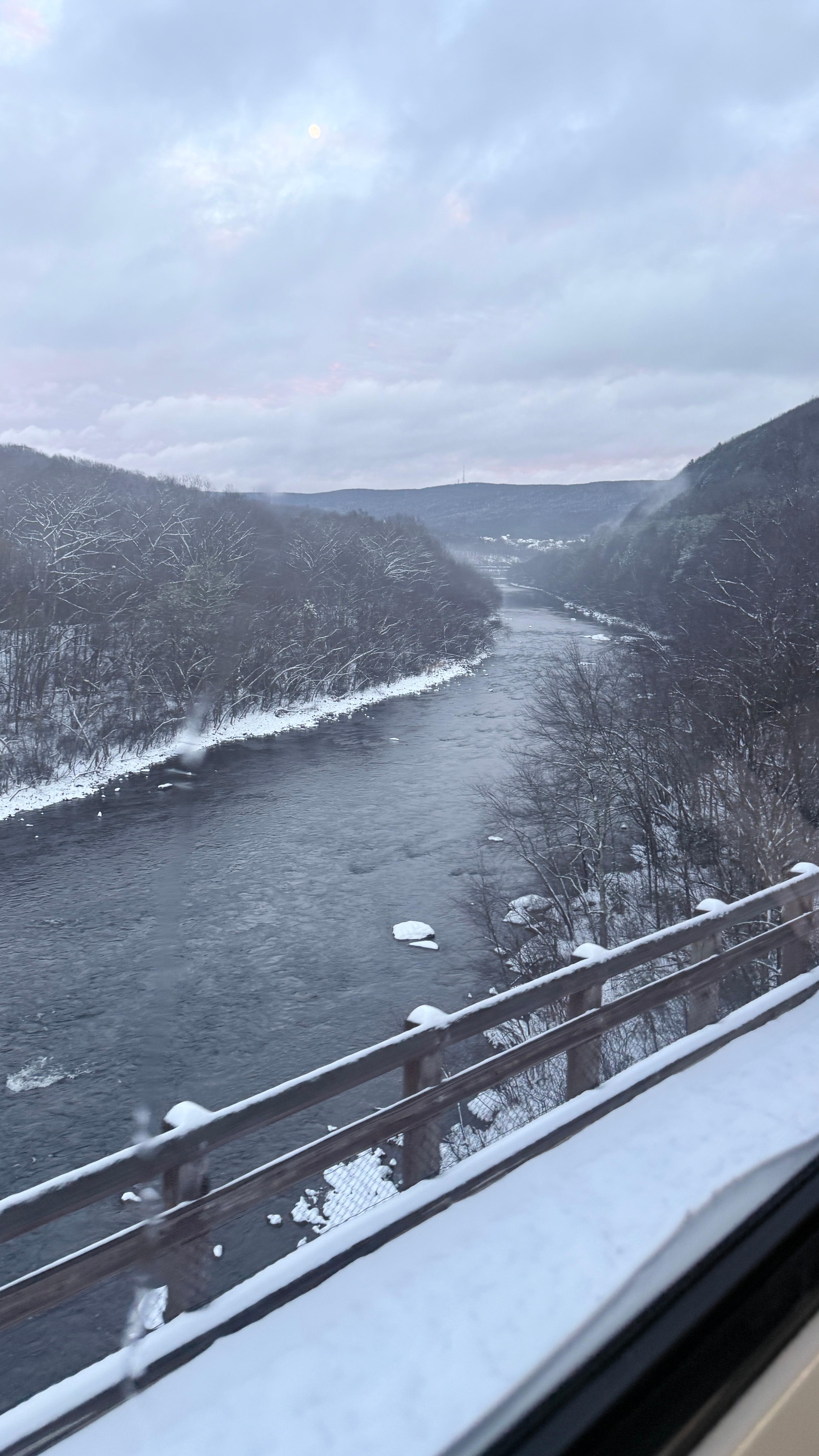 Lehigh River valley in winter. 