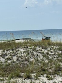 The dredging equipment in front of rental