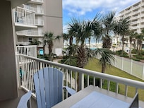This is the only view from the room of the beach