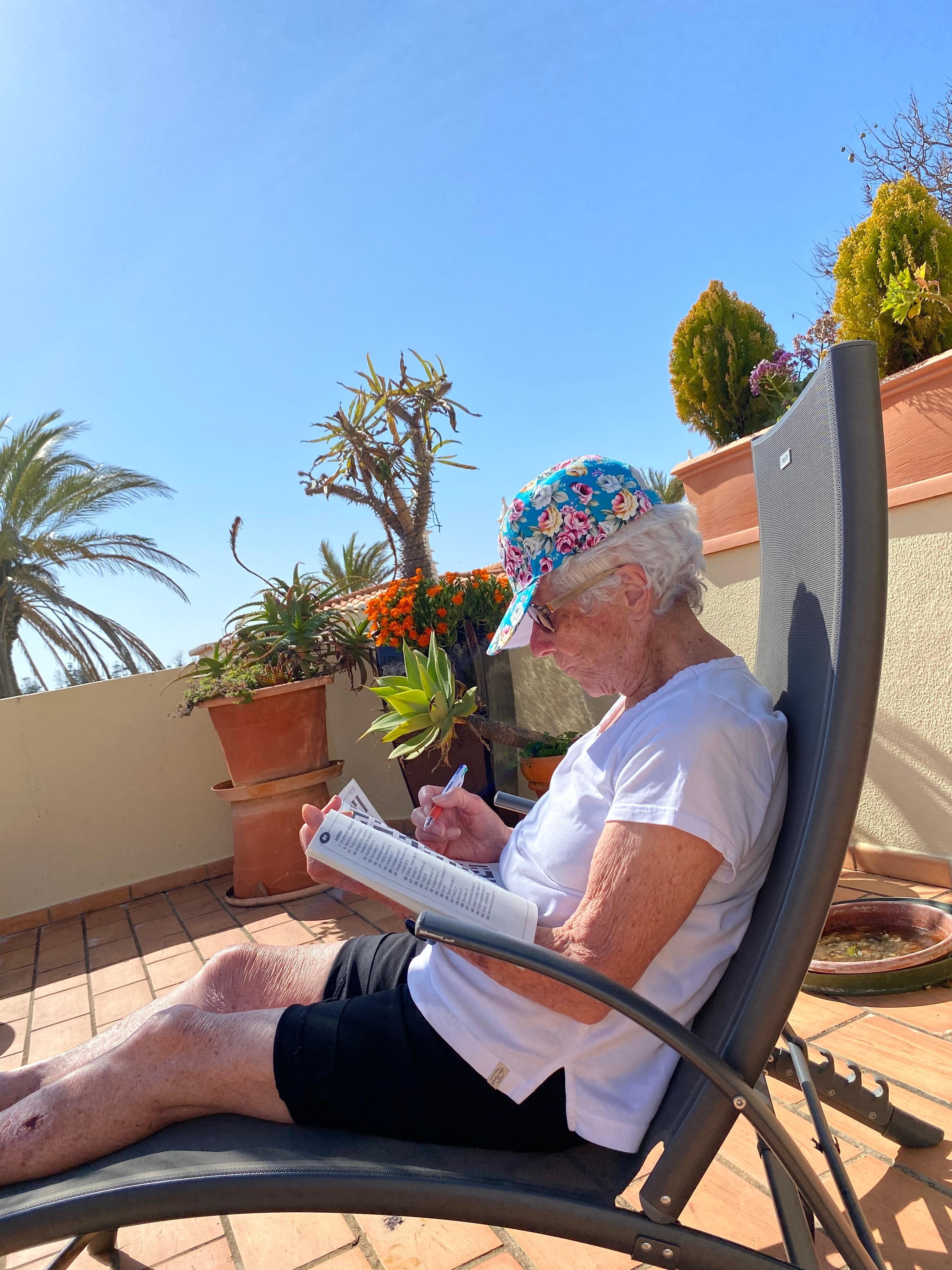 The terrace was large with very functional furniture.