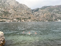 Swimming right out front