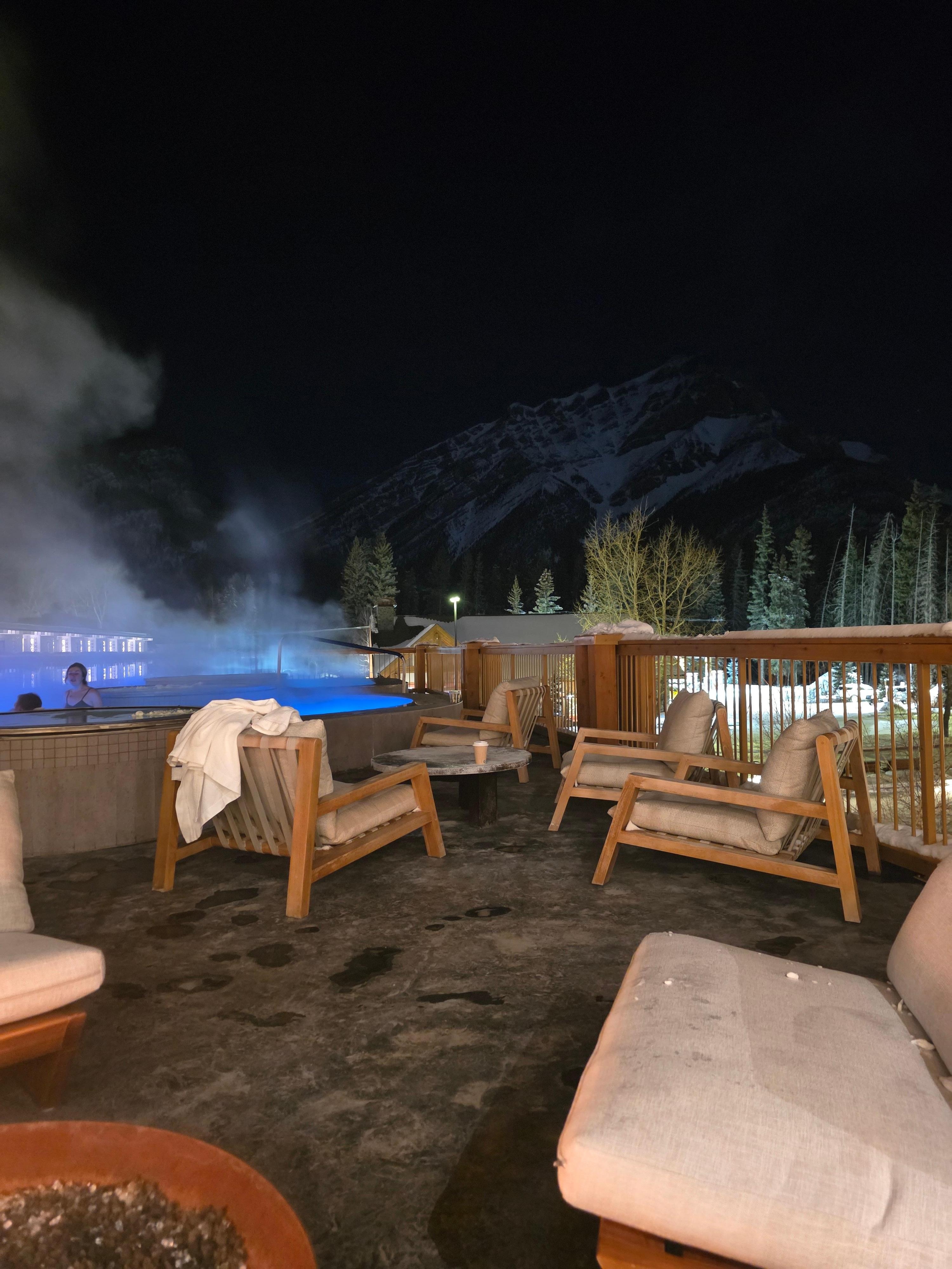 Pool area, with mountain views