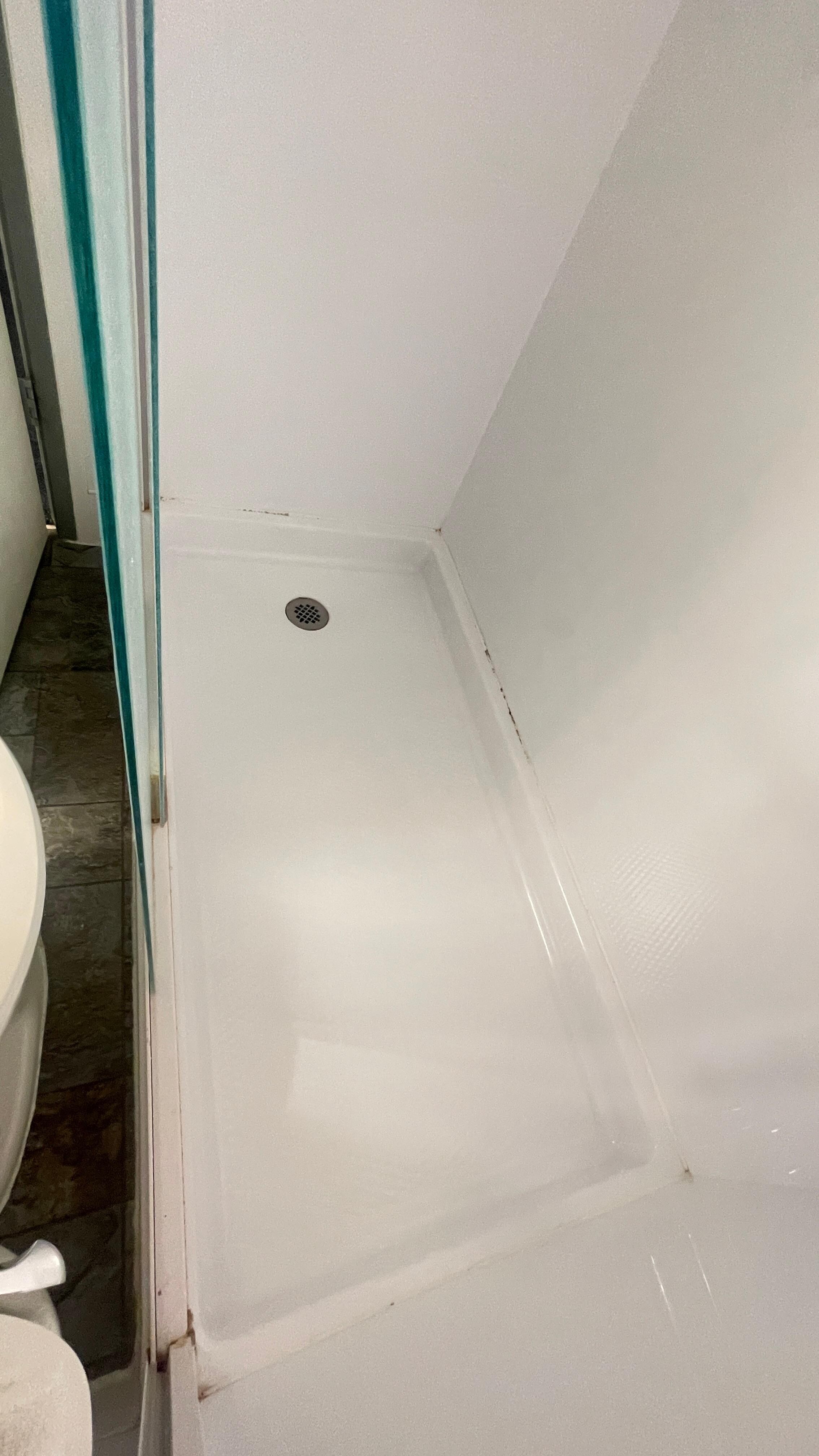 Dirty, looking bathtub with mildew and mould in silicone