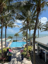 the view of the infinity pool from the second floor of the hotel!