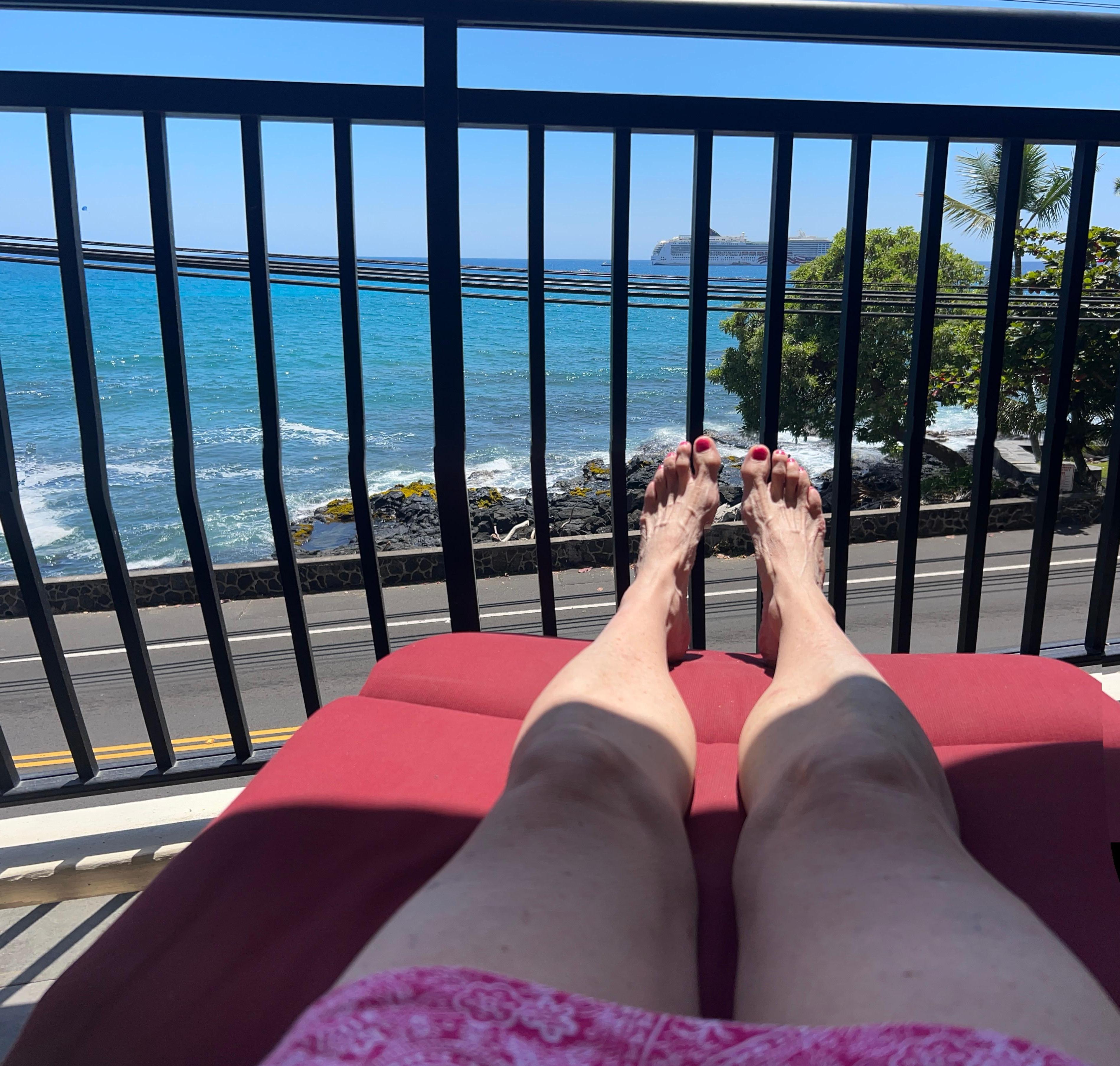 Enjoying lounge chair on Lani 