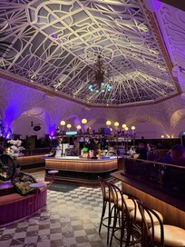 Reception area turns into a bar in the evening