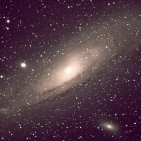 Andromeda galaxy taken from the backyard with a telescope and Astro camera