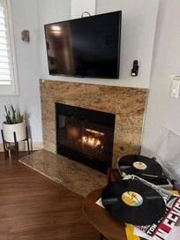 Enjoyed the record player and fireplace
