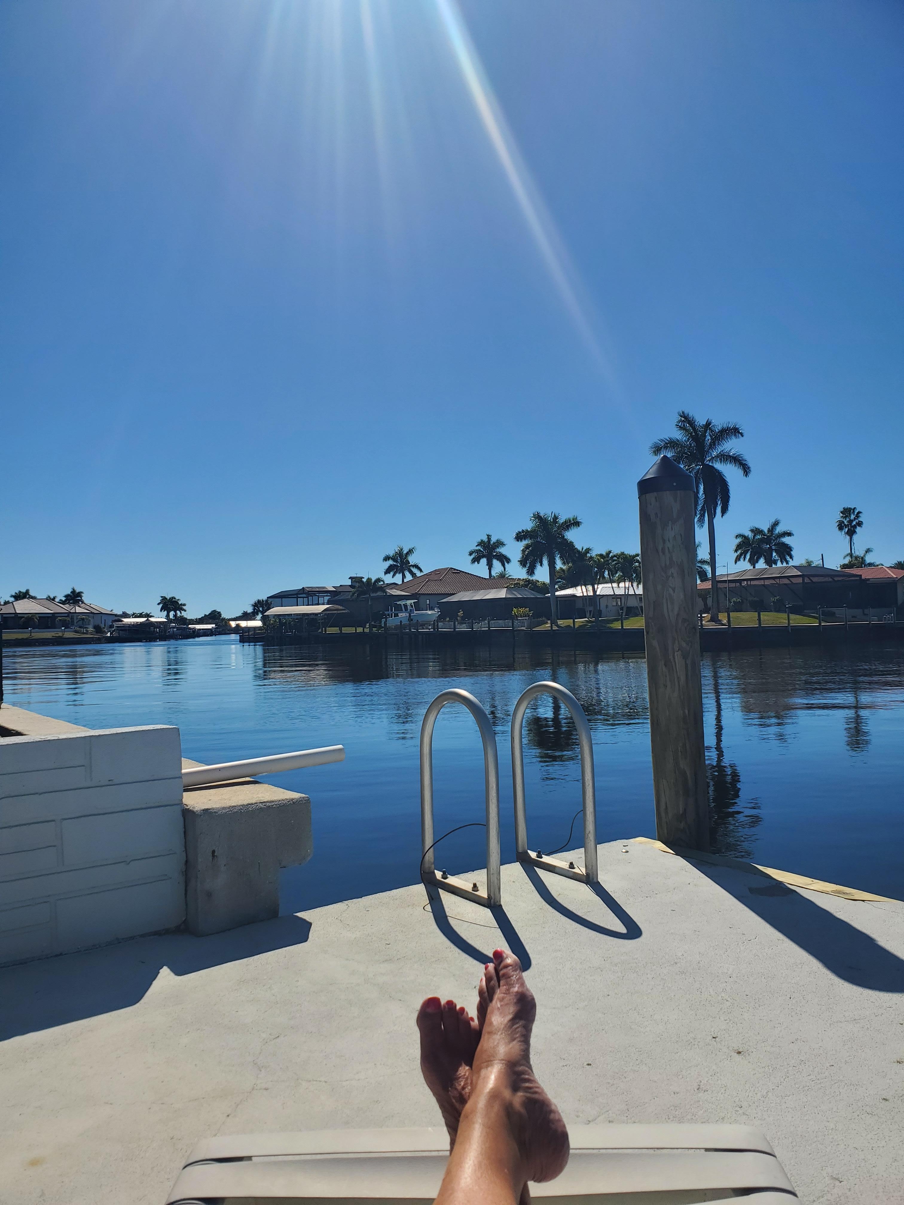 Enjoying a bit of sunshine our last day on property