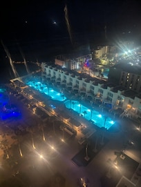 A picture of the pool at night