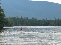 Paddle boarding in the cove.