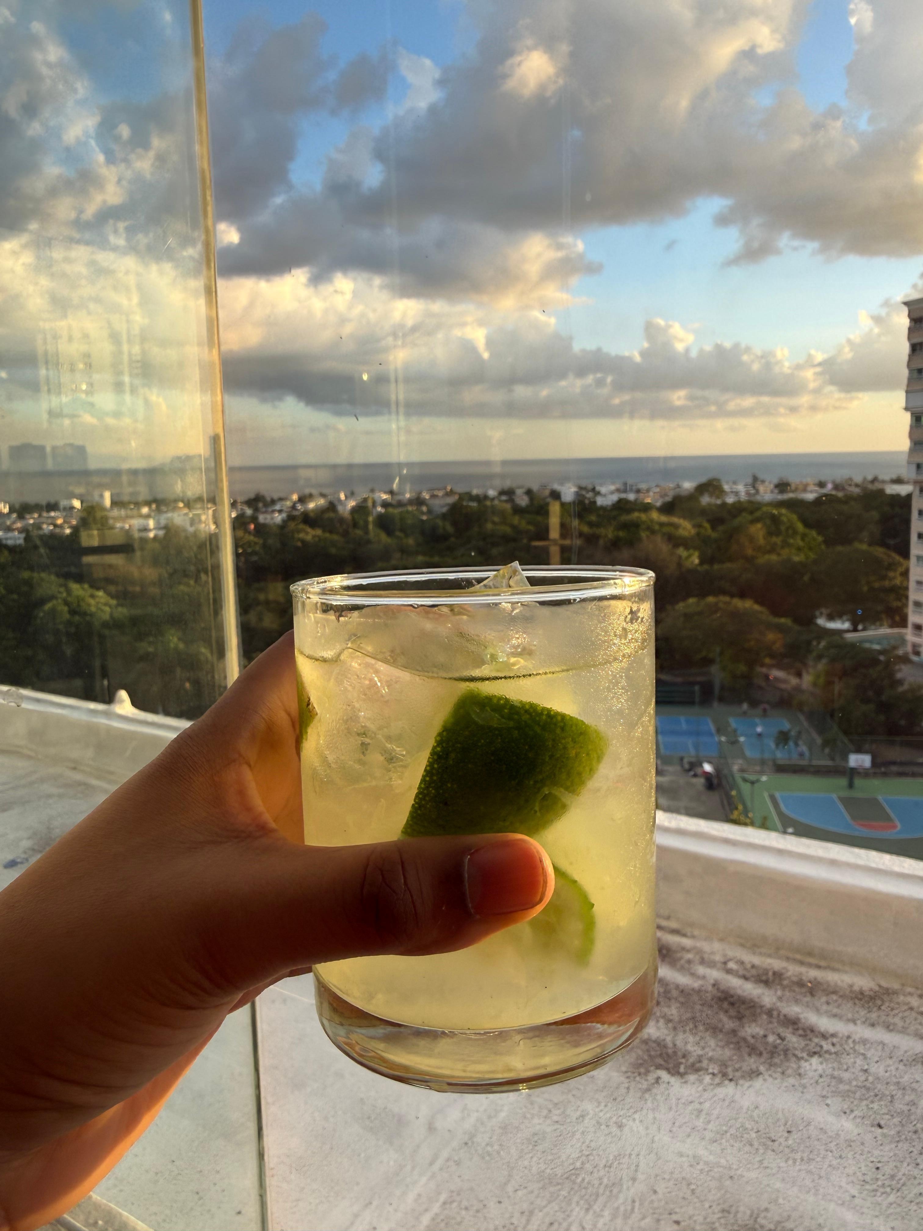 Drinks at the upstairs bar (8th floor)