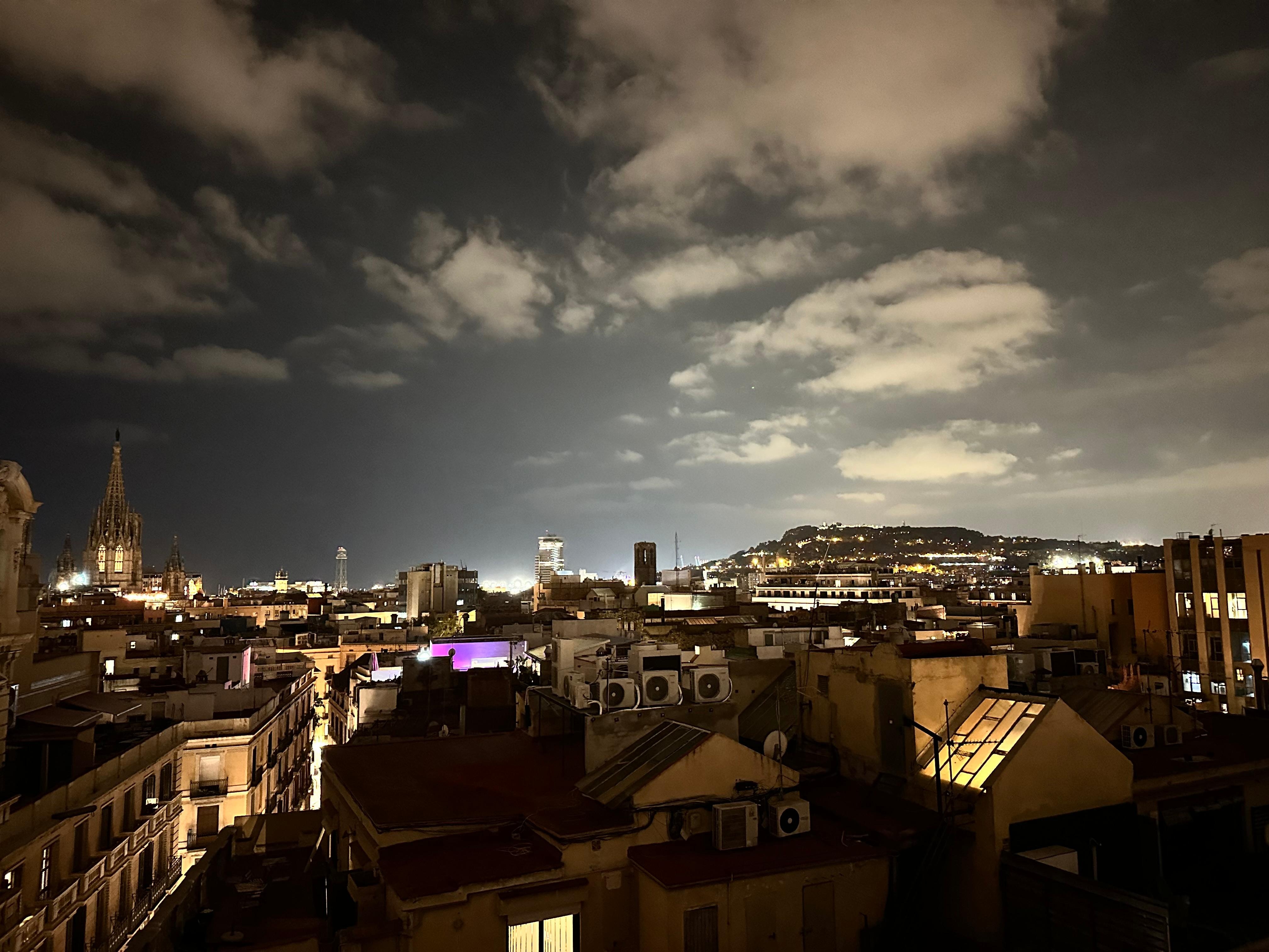 View from rooftop bar at night 