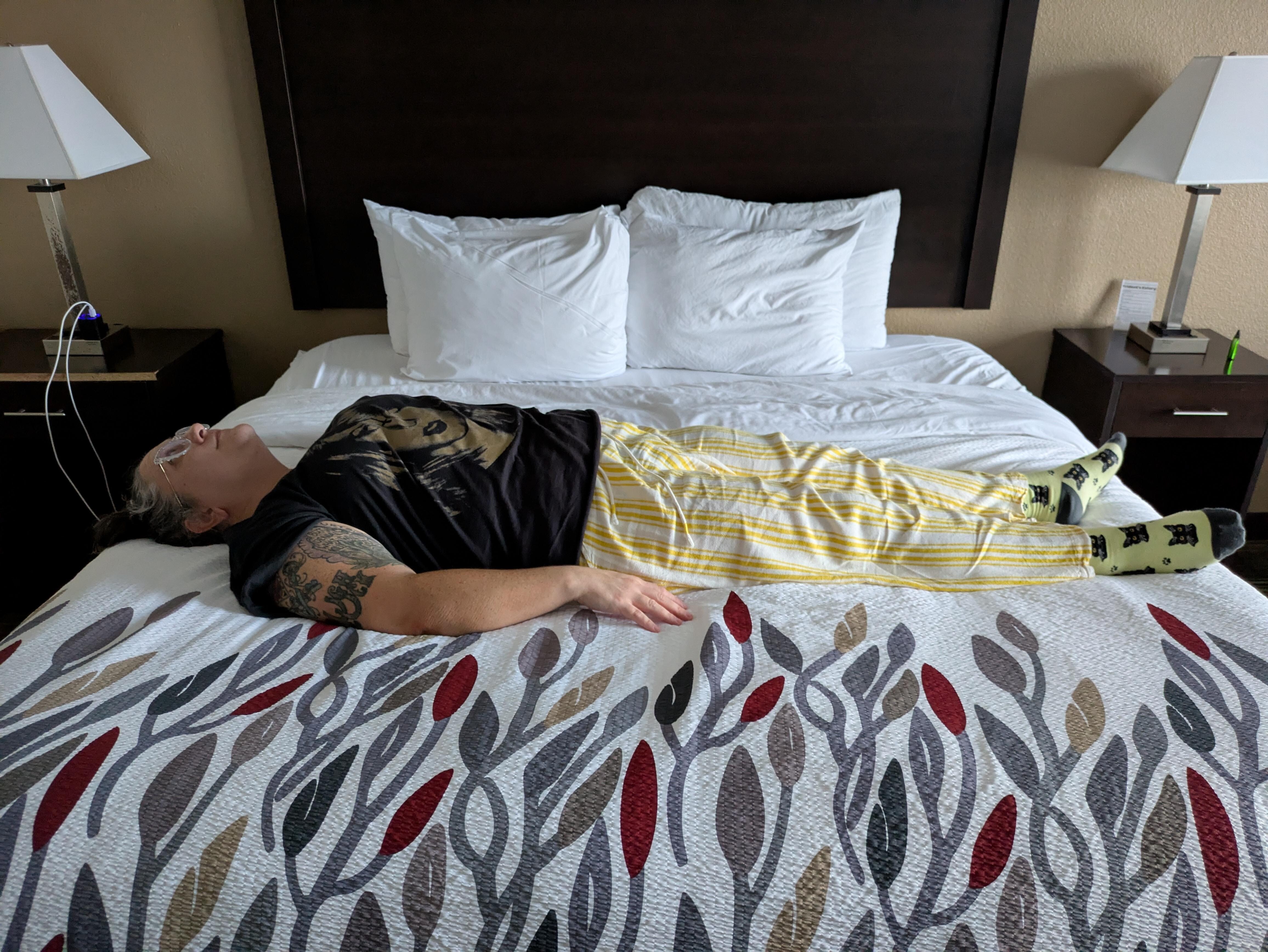 She is just over 5' tall. A king is more than 6' wide. This is not a king like we.paid for.