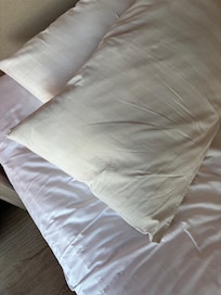 Note the color difference between pillow case and sheet.