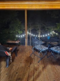 The upstairs patio