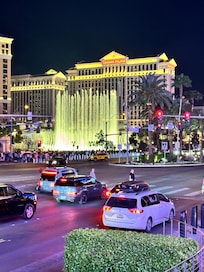 The water show from the windows of Planet Hollywood