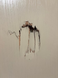 Someone was angry with the bathroom door