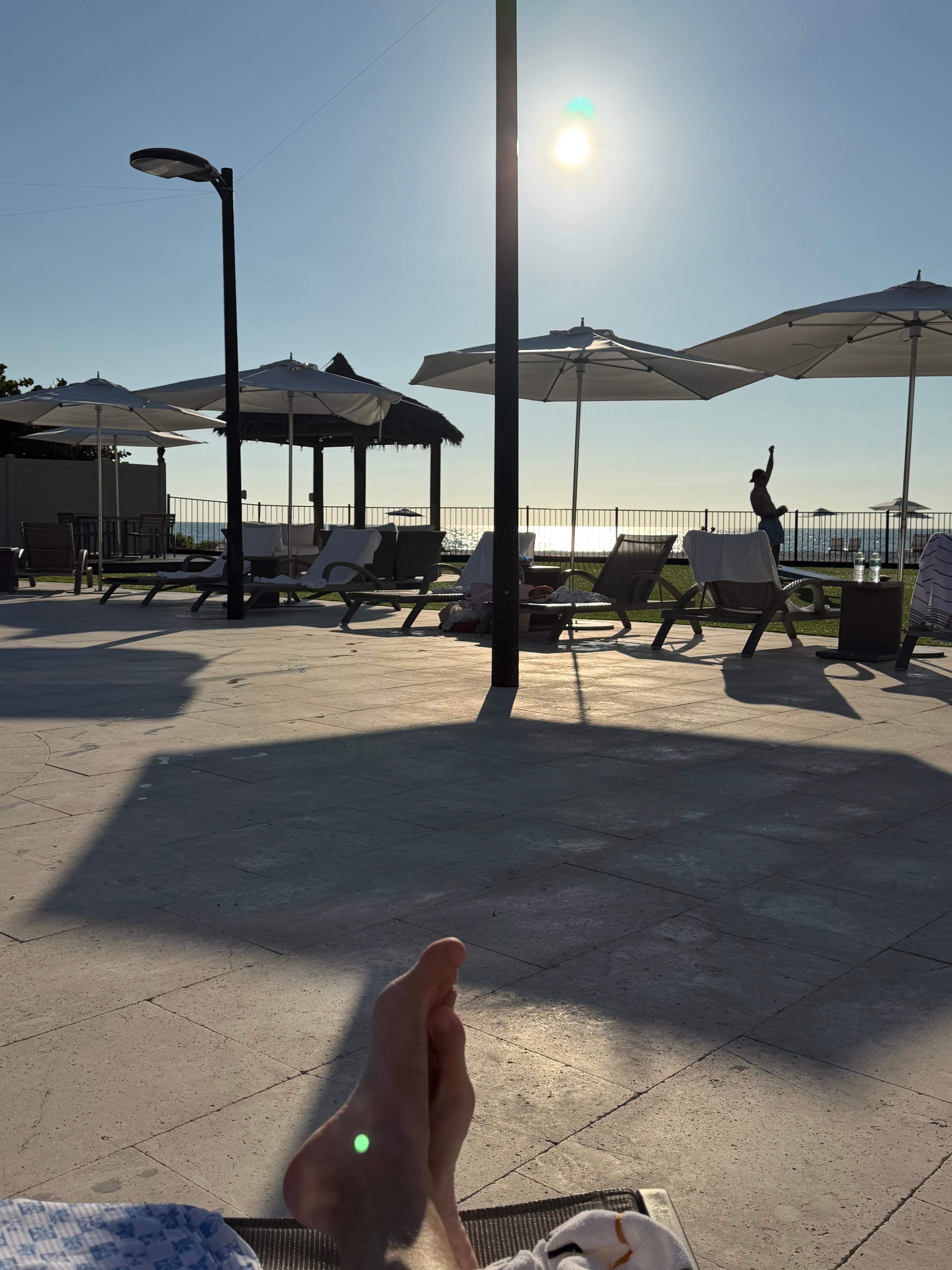 Pool sitting on the beach chair