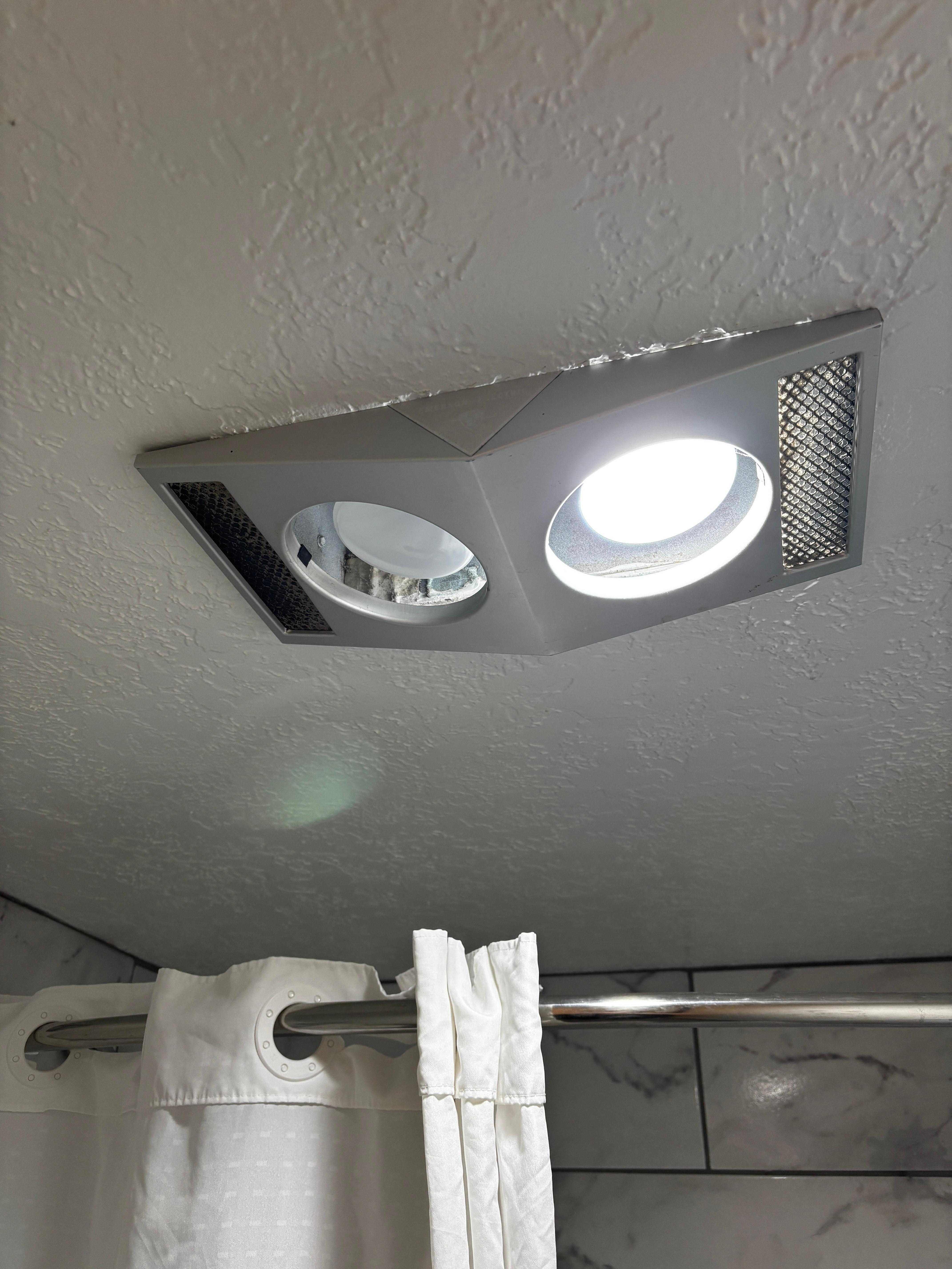 Fan light falling out of the cieling in both rooms