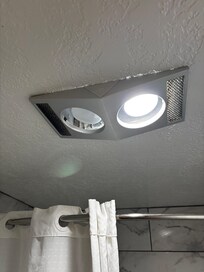 Fan light falling out of the cieling in both rooms