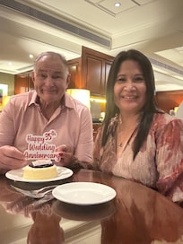 Celebrating our 35th Wedding Anniversary. We got engaged in Marco Polo Hotel 36 years ago.