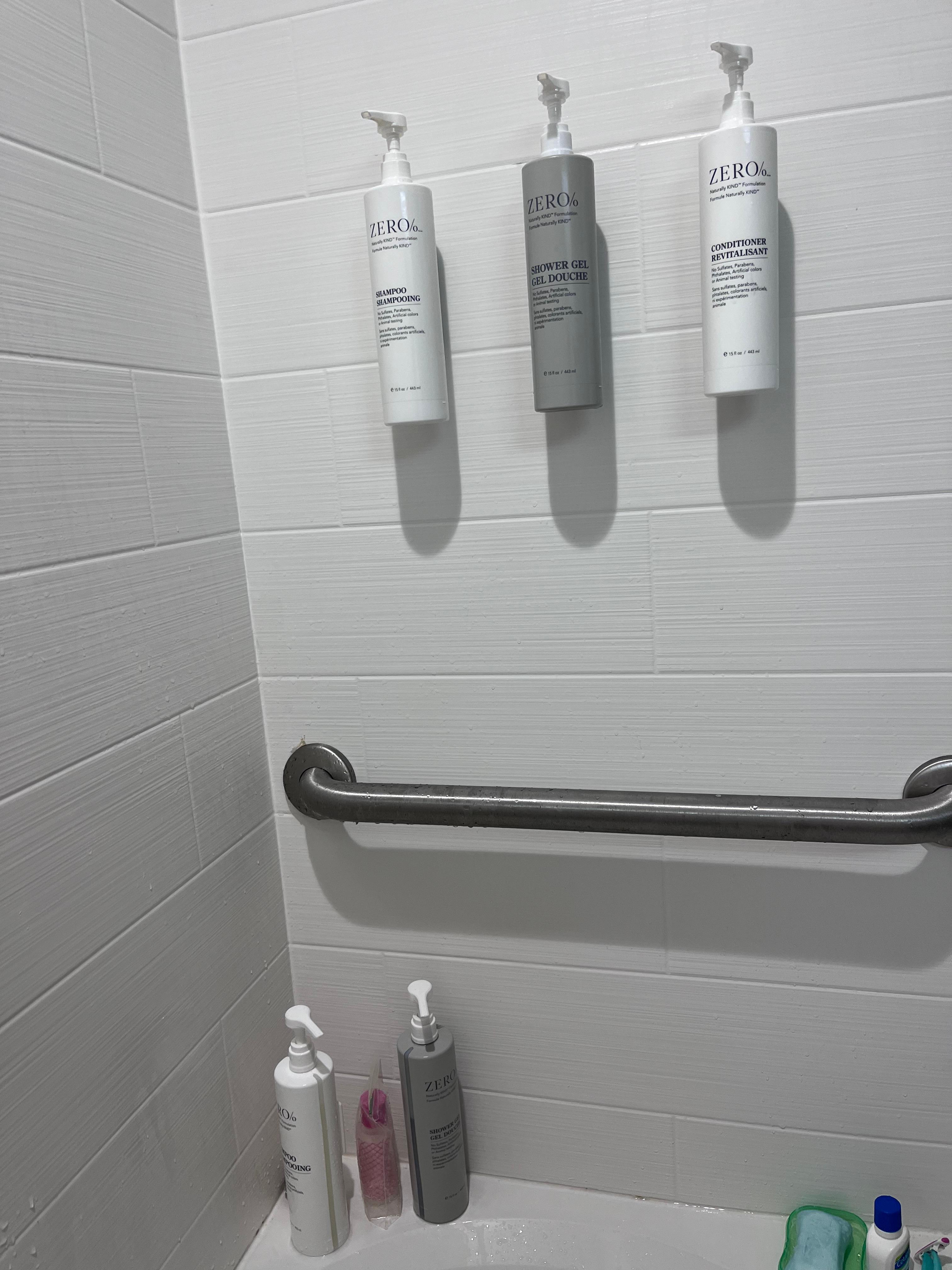 The morning we left, the bottles were still waiting to be attached to the wall in the shower as promised to be done 5 days before.  Just one of many things wrong with our stay including piled up dirty towels & overflowing garbage cans!