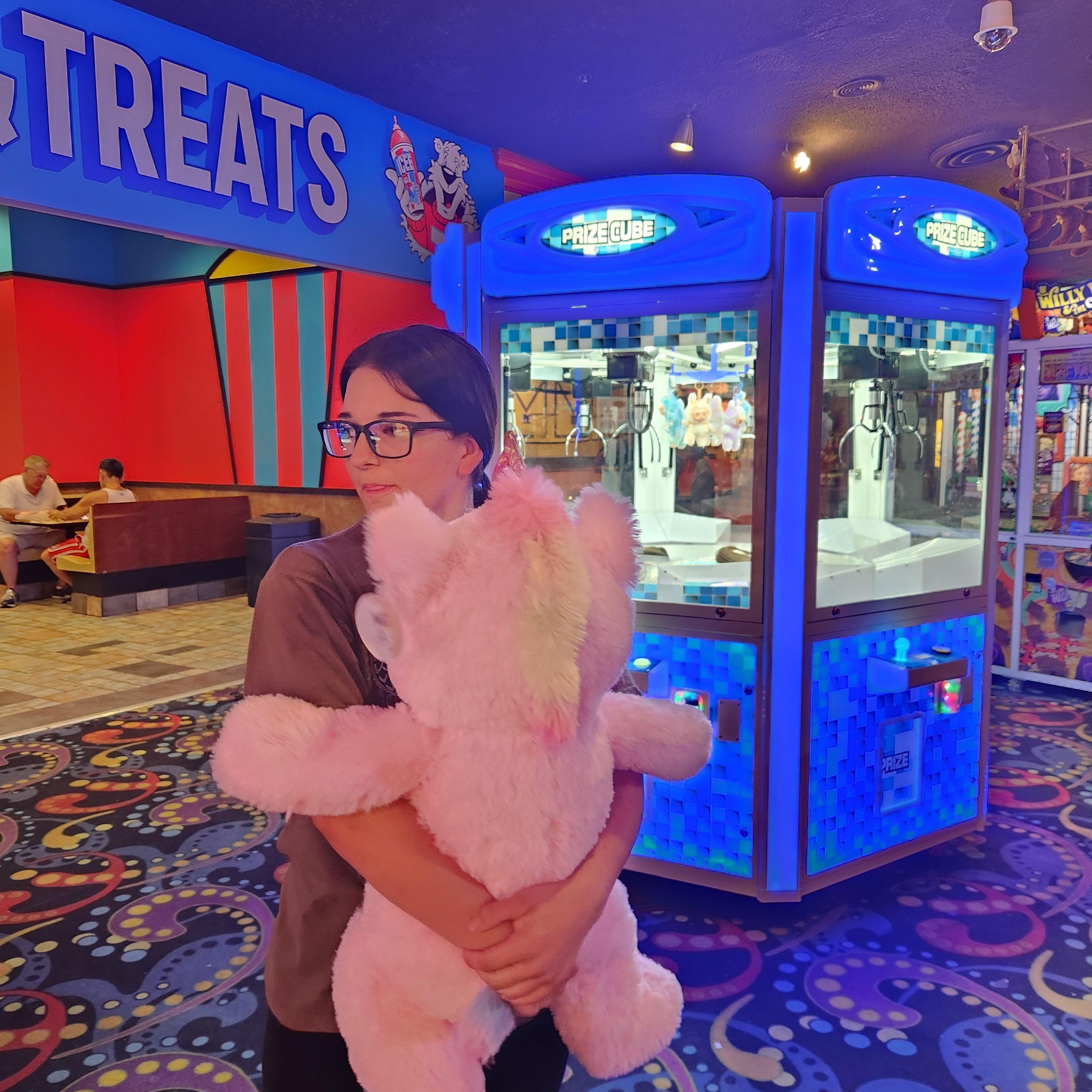 She loved her unicorn prize. 
