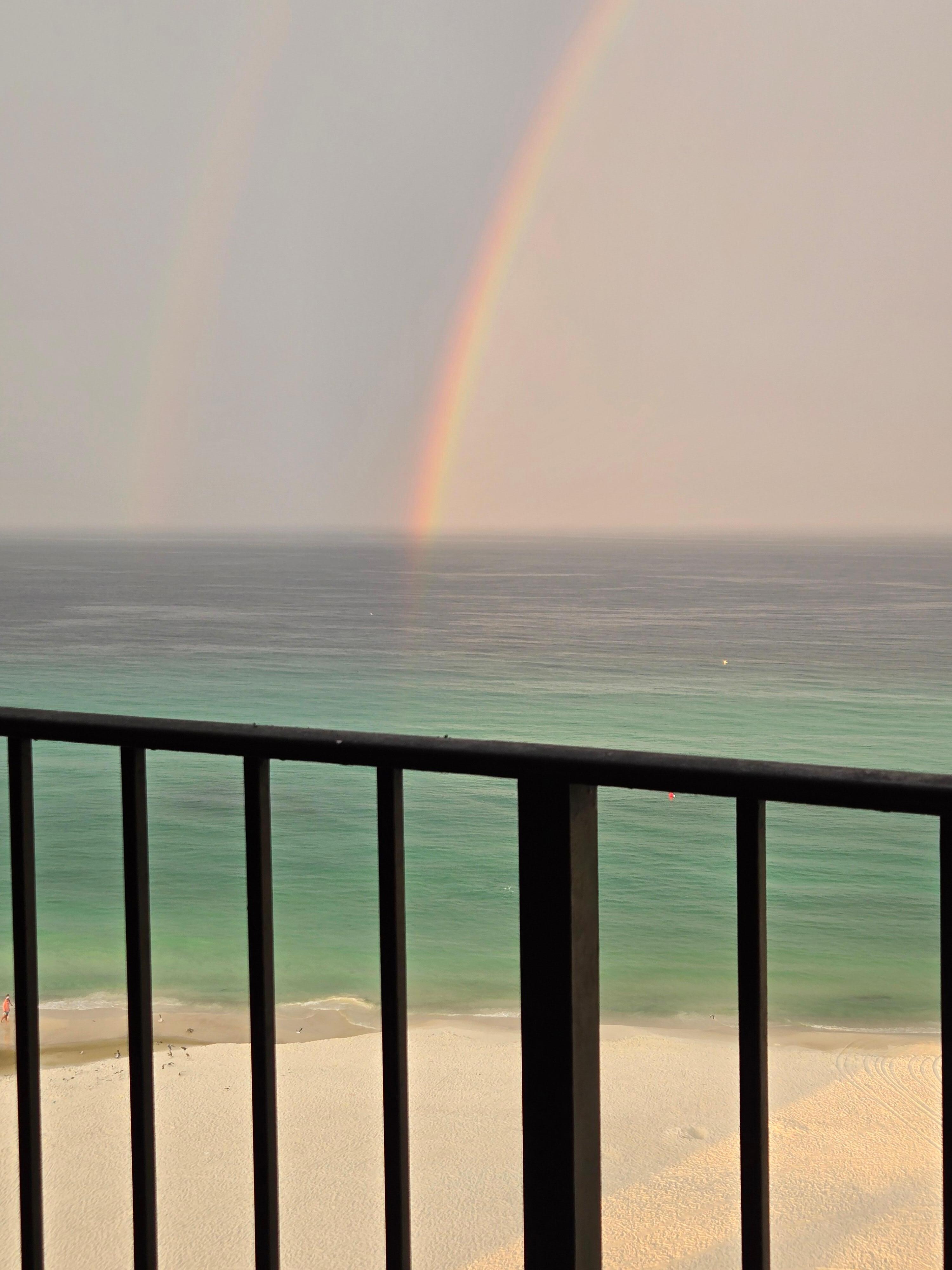 Double rainbow from the balcony. 