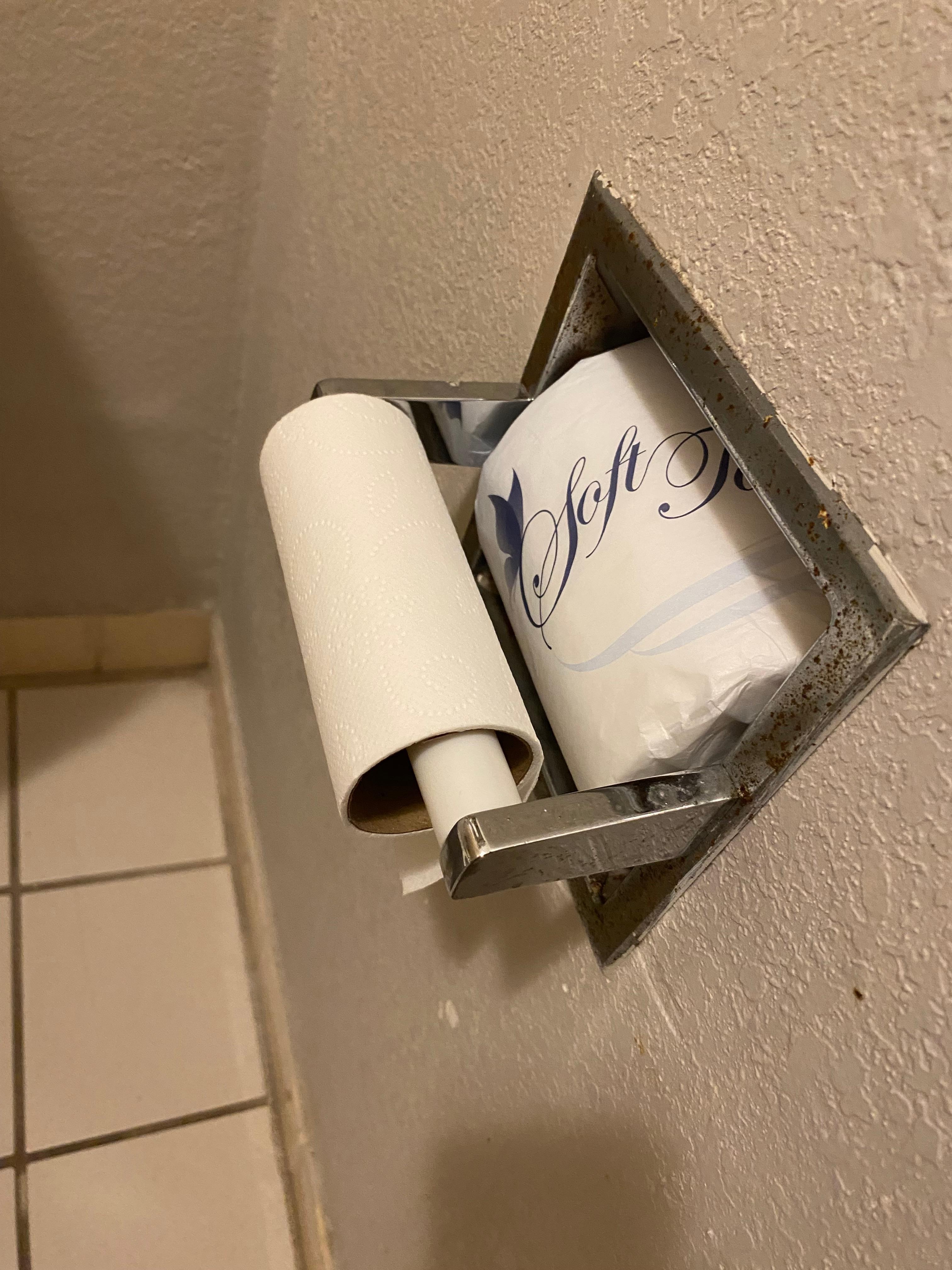 Left a piece of toilet paper a one whole roll for check in