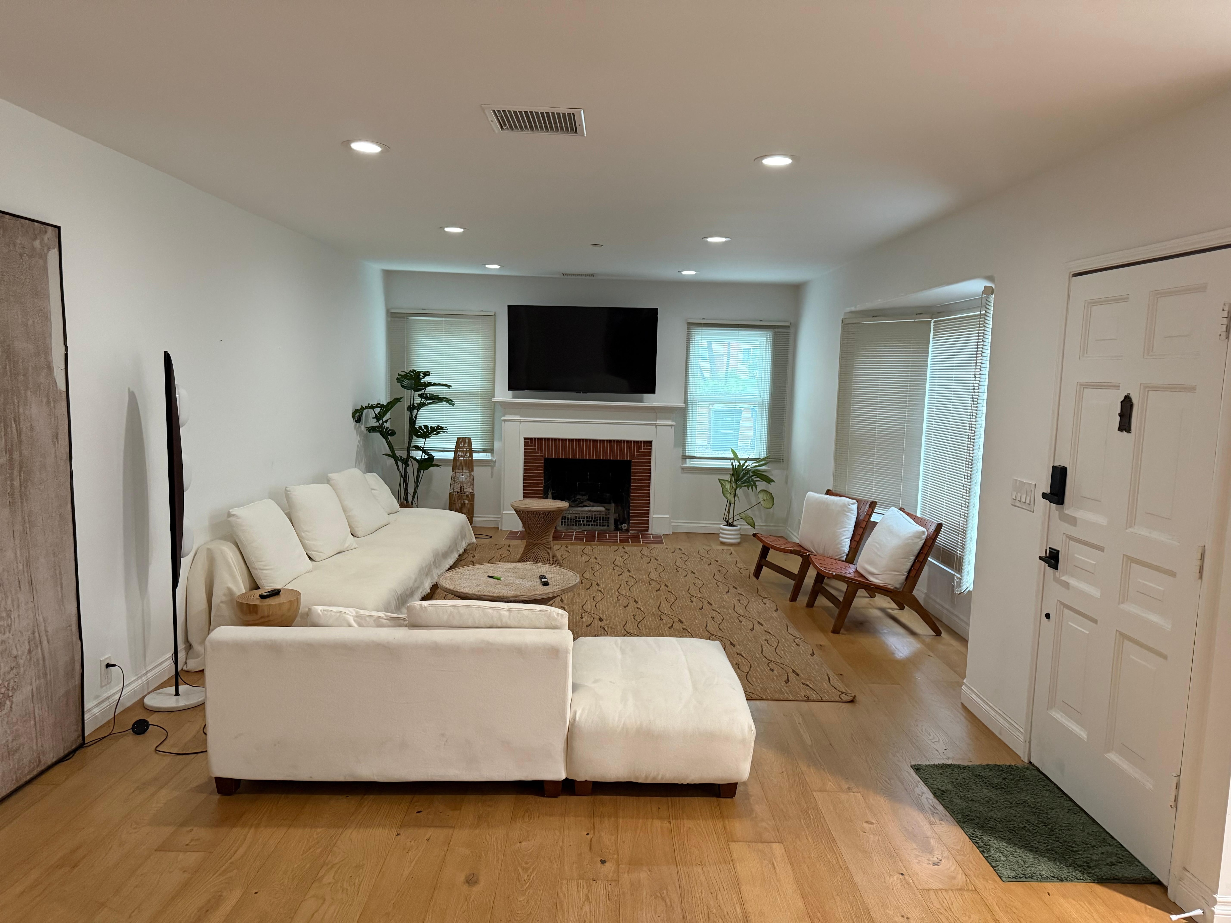 Front door entrance and living room 