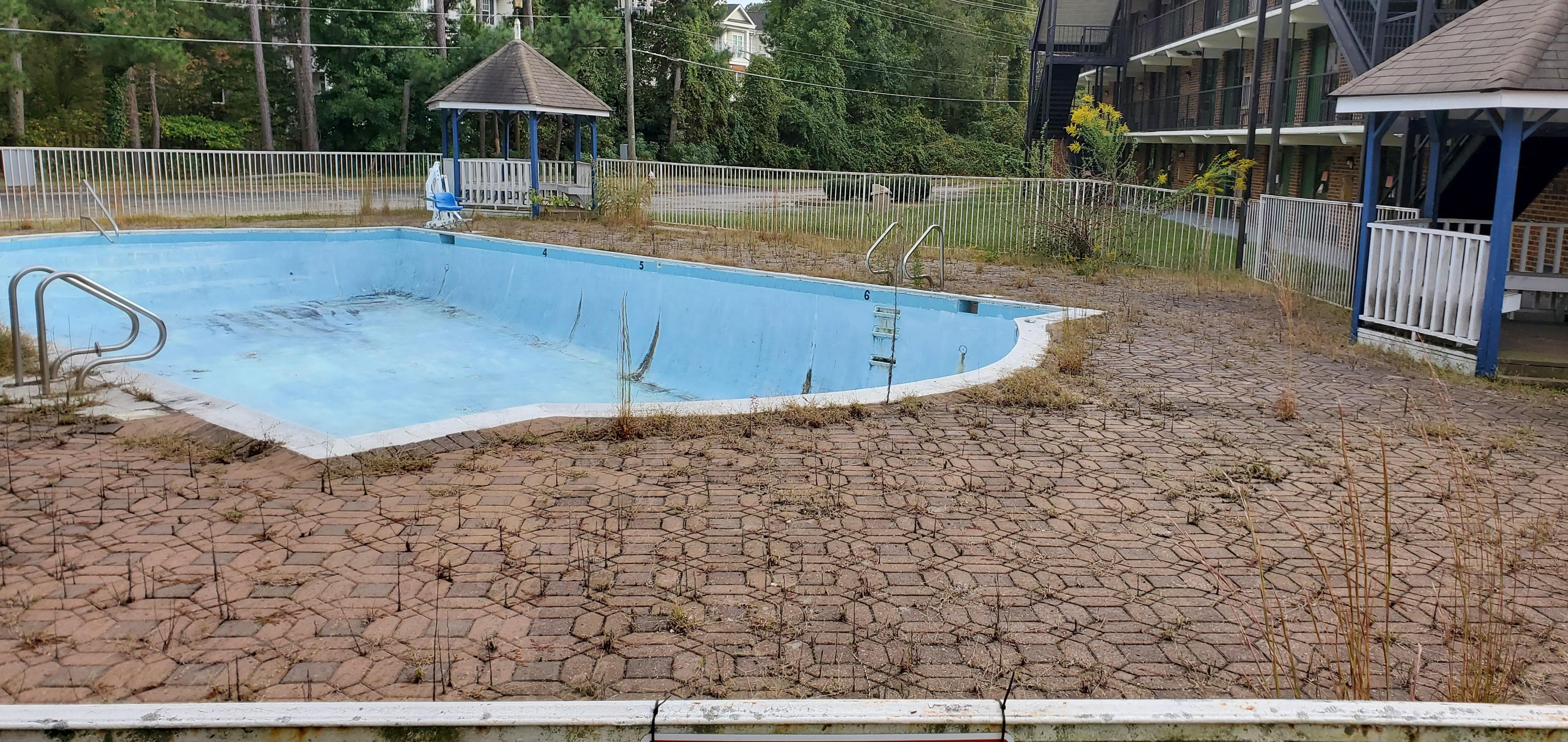 Empty damaged pool