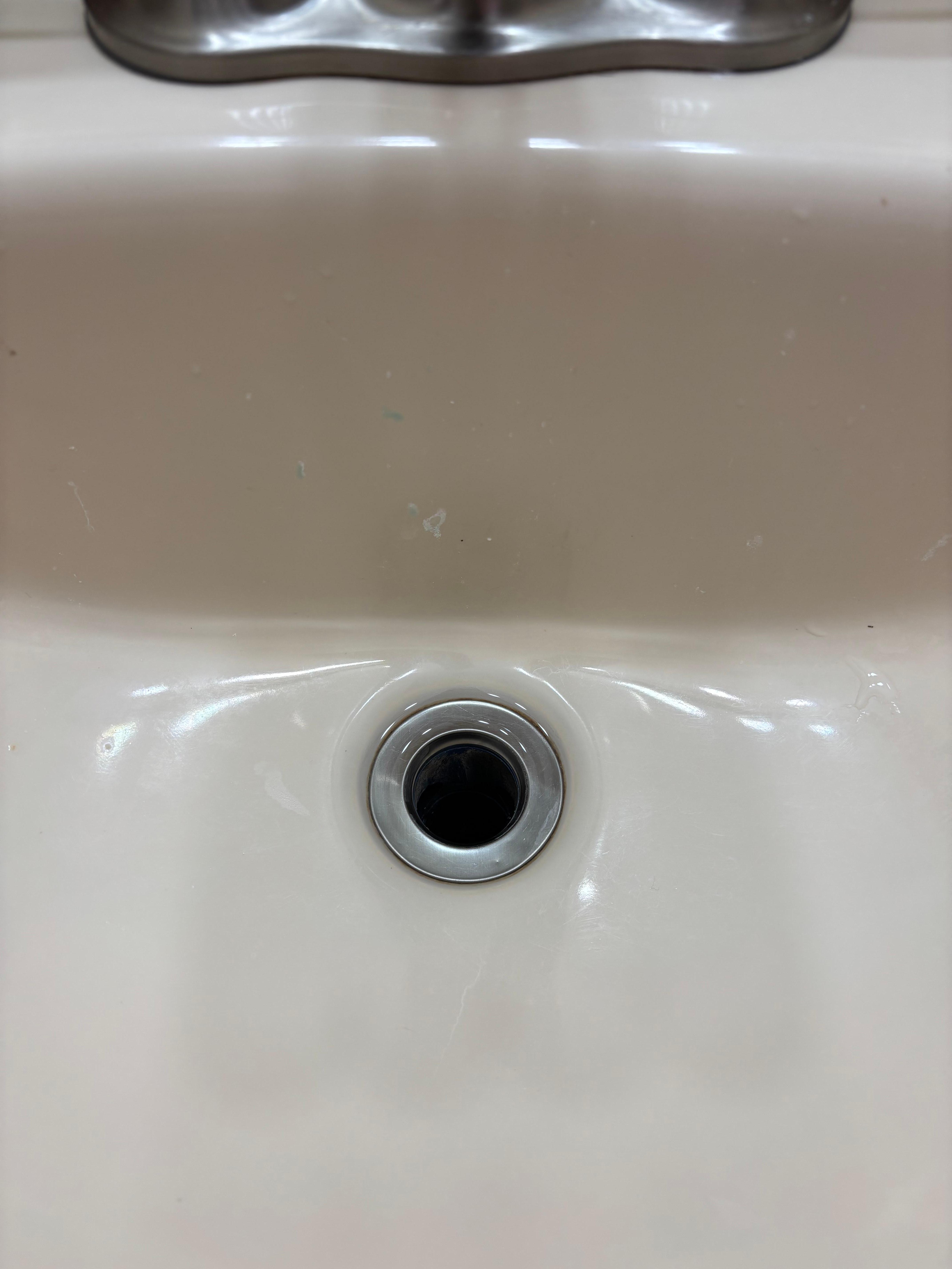 No stopper or screen for drain.