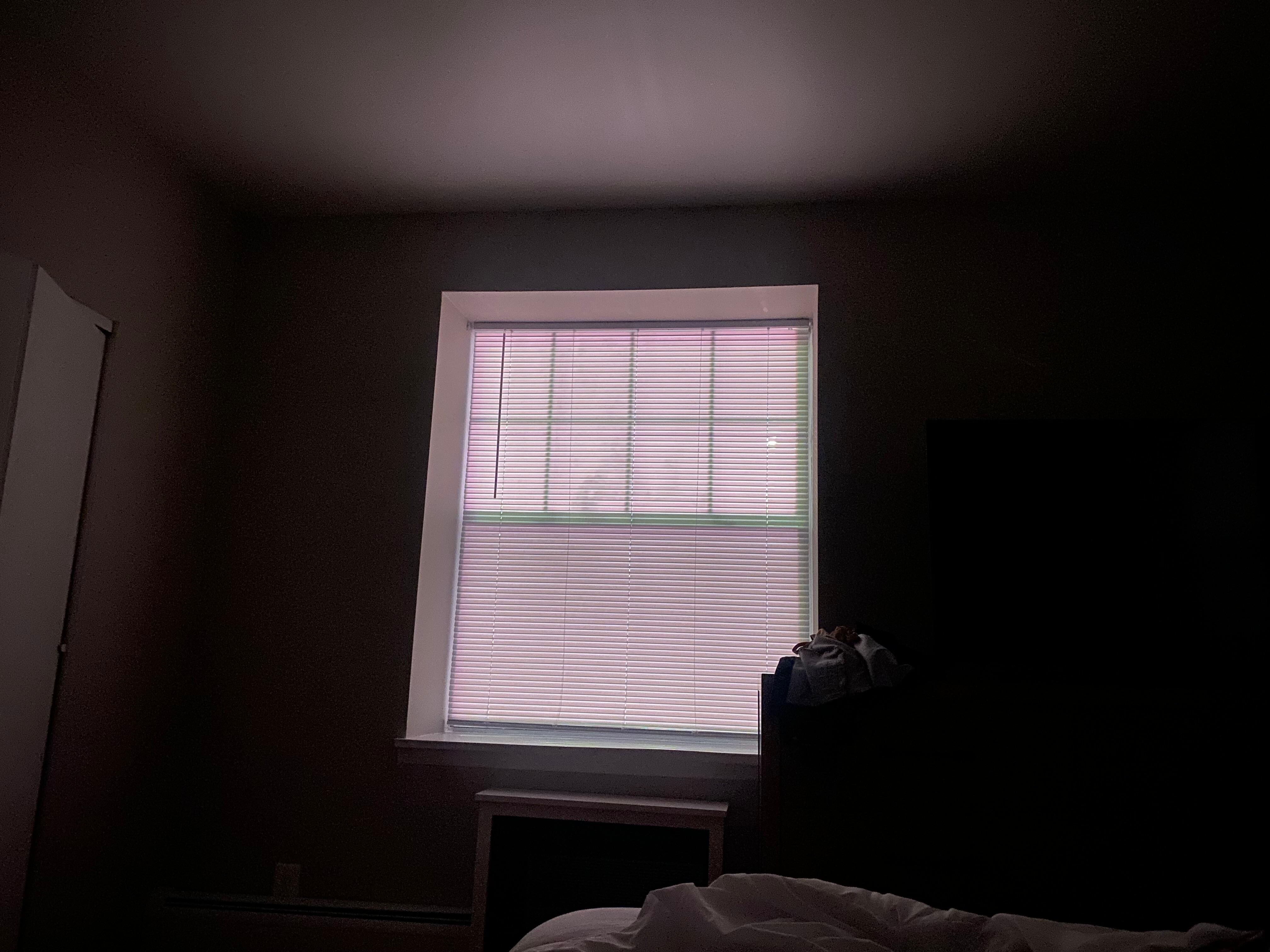 This is 3 am, in the bedroom.  Noise was insane. The blinds do not block the neon Thayer light