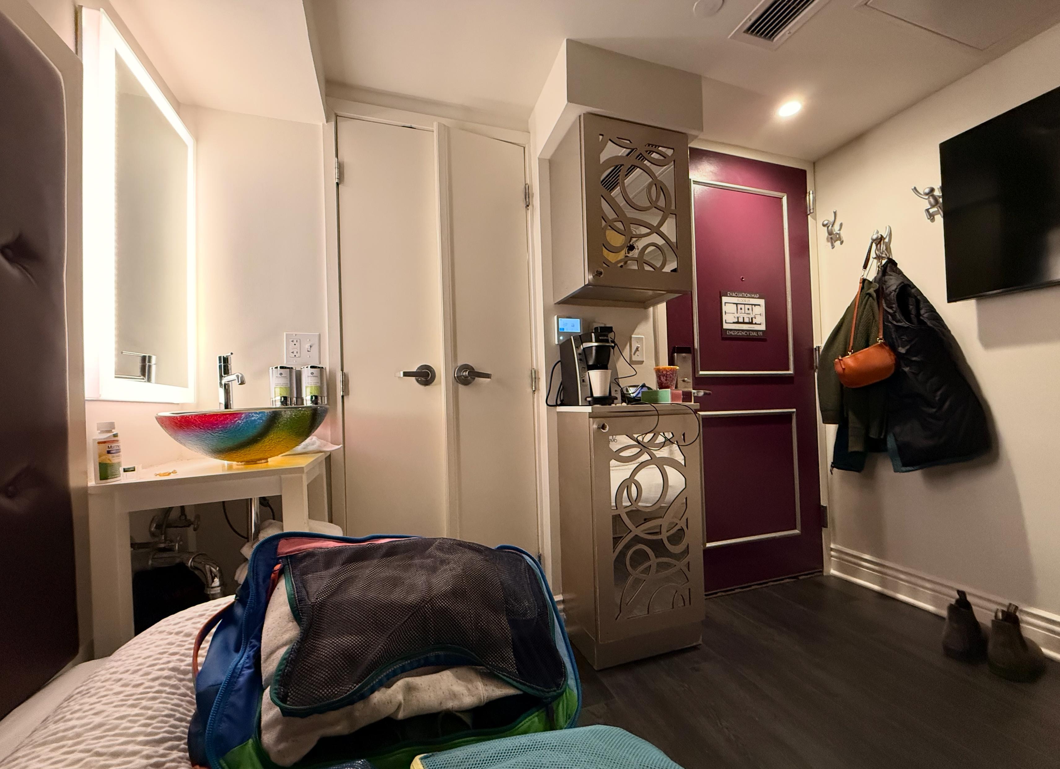 View of room from one bed