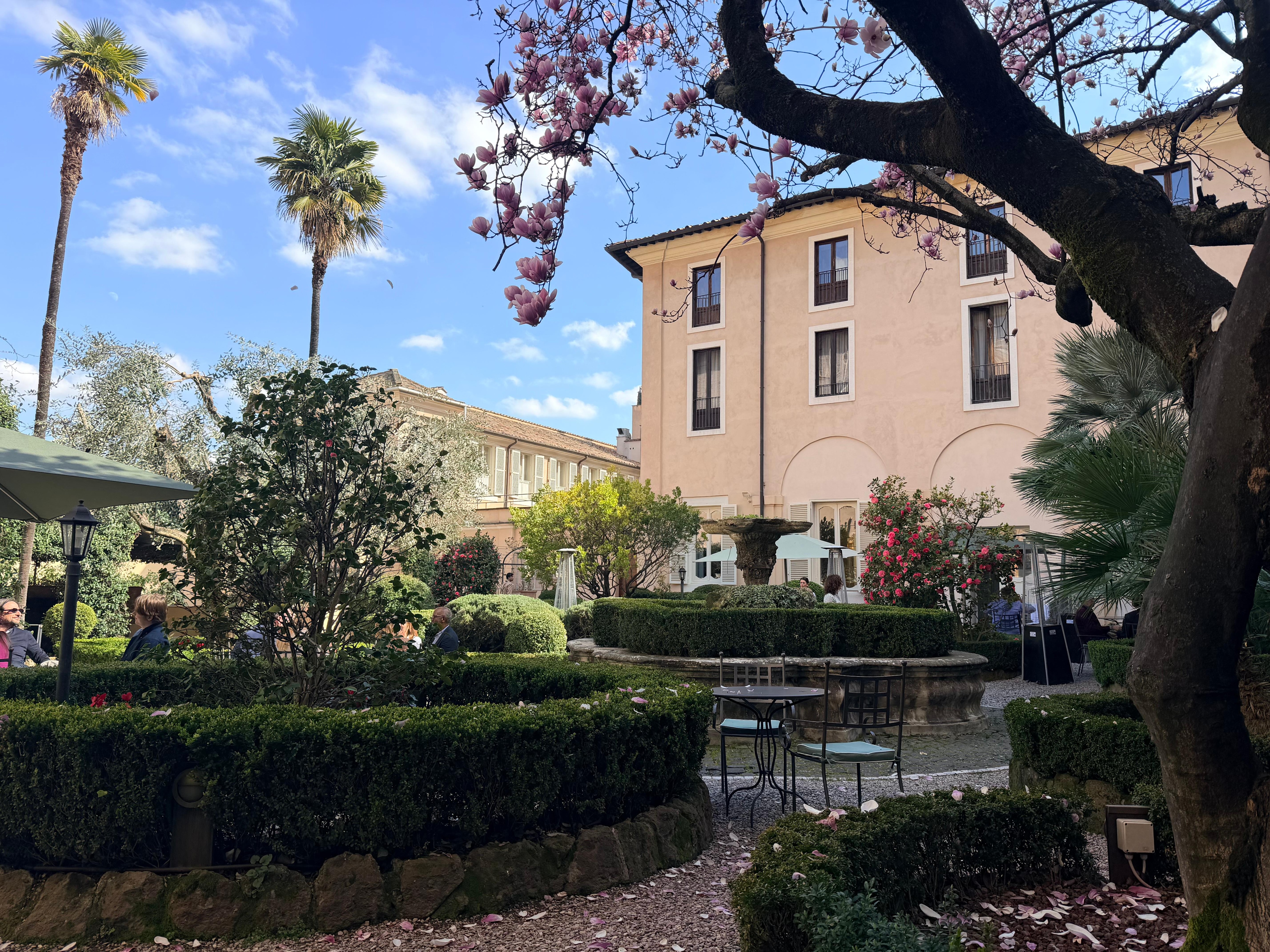 Interior courtyard of the hotel.  Sit and enjoy the peace of the former convent or a meal or…