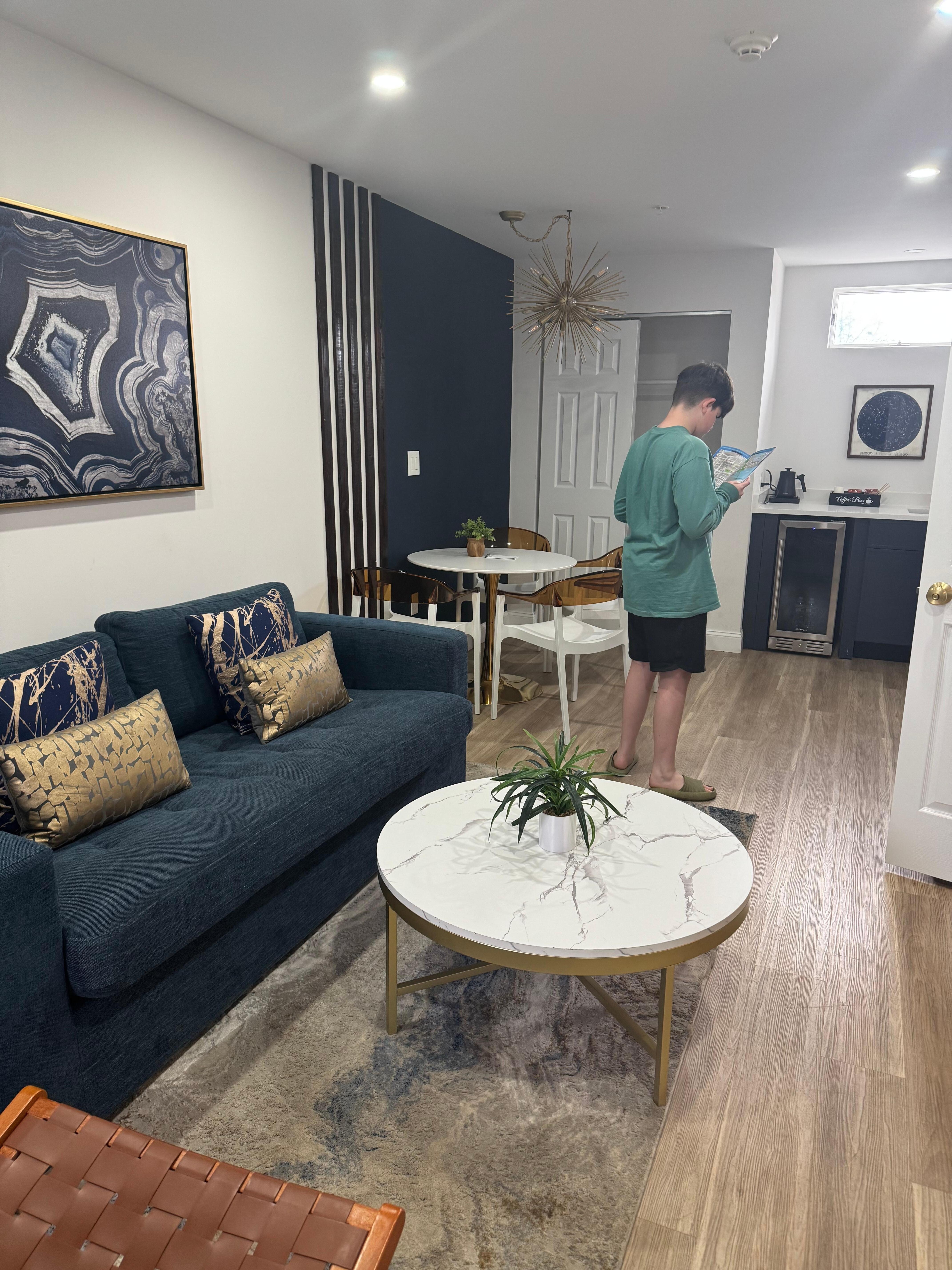 The front living area as you entered the room