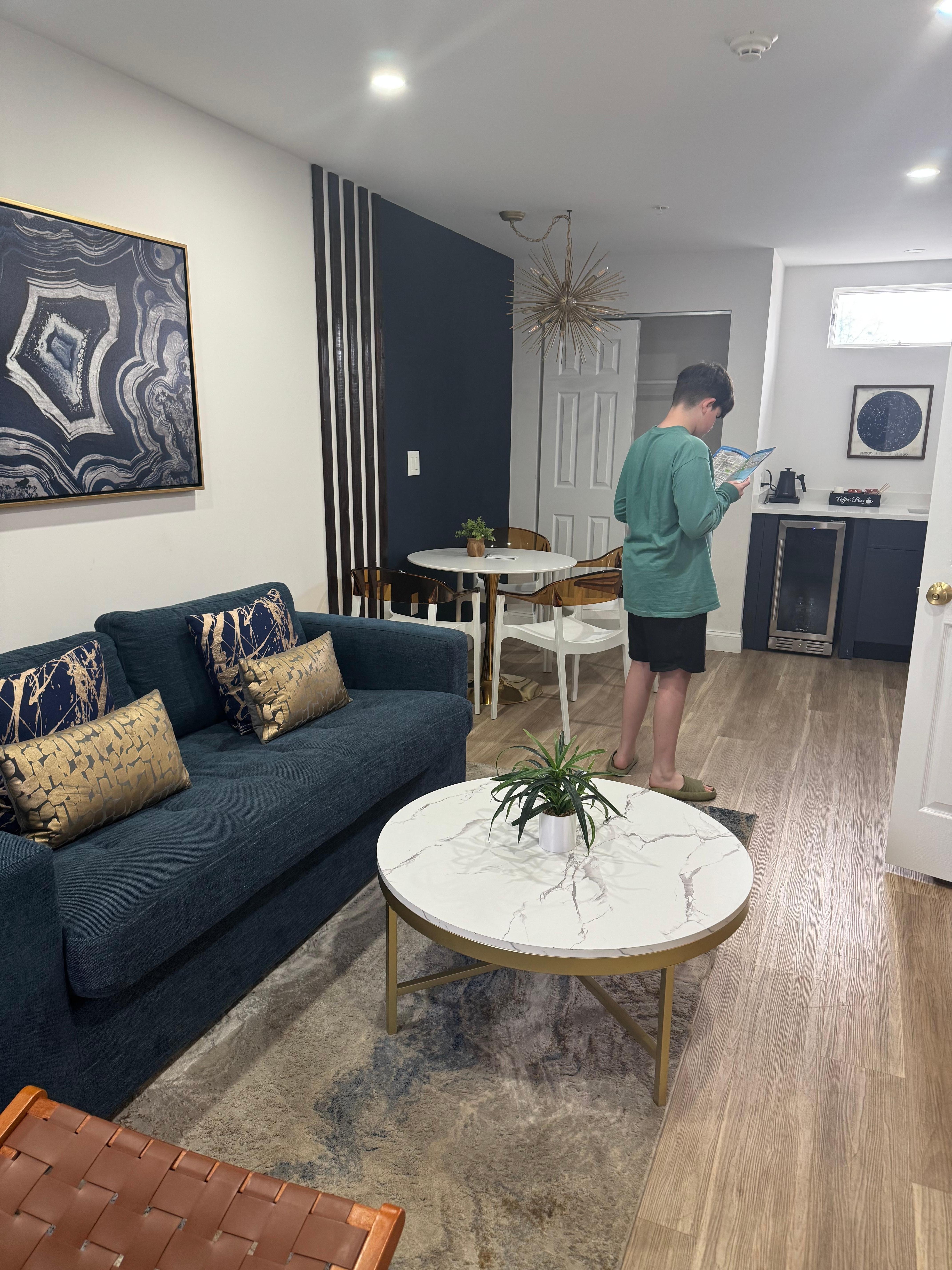 The front living area as you entered the room