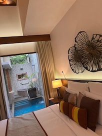 Room have own hot spring bath and pool.