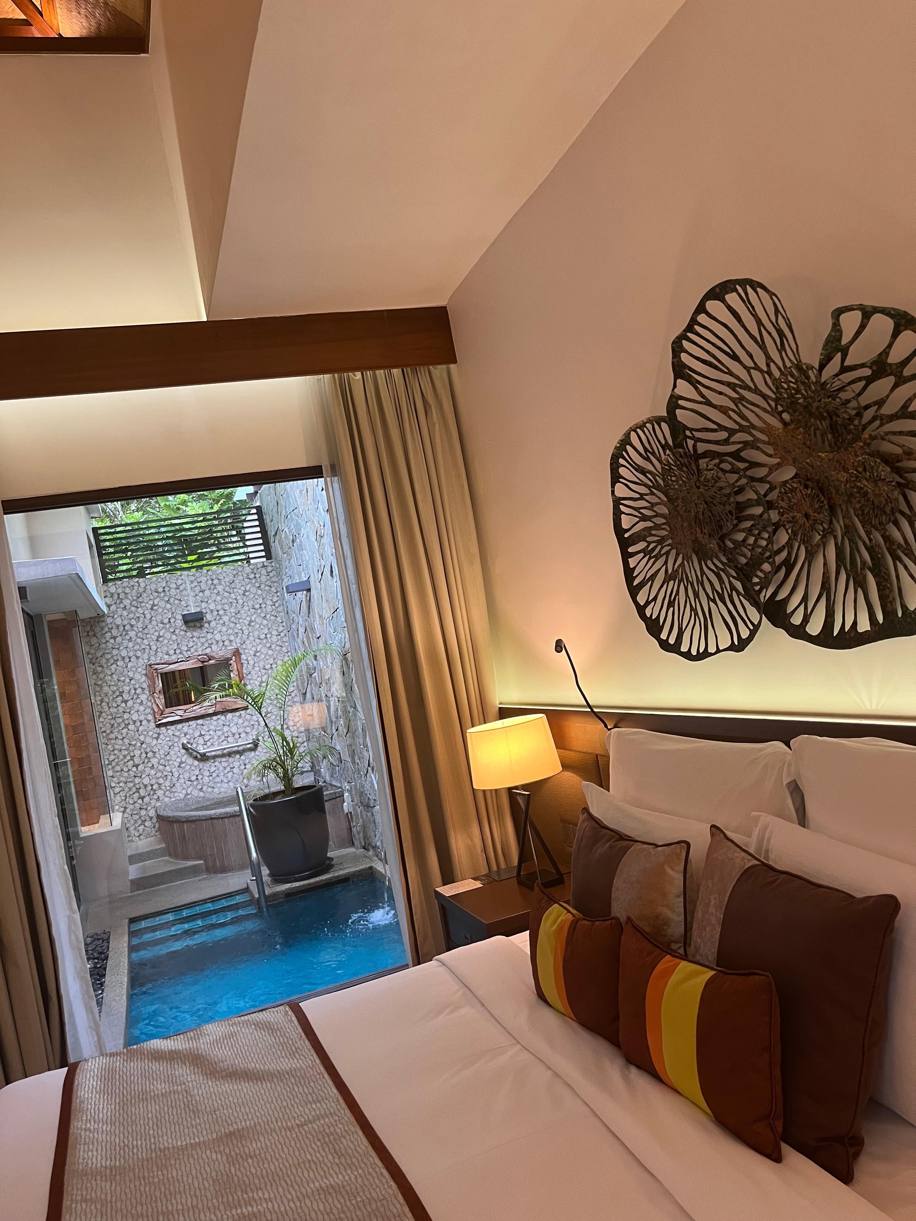 Room have own hot spring bath and pool.